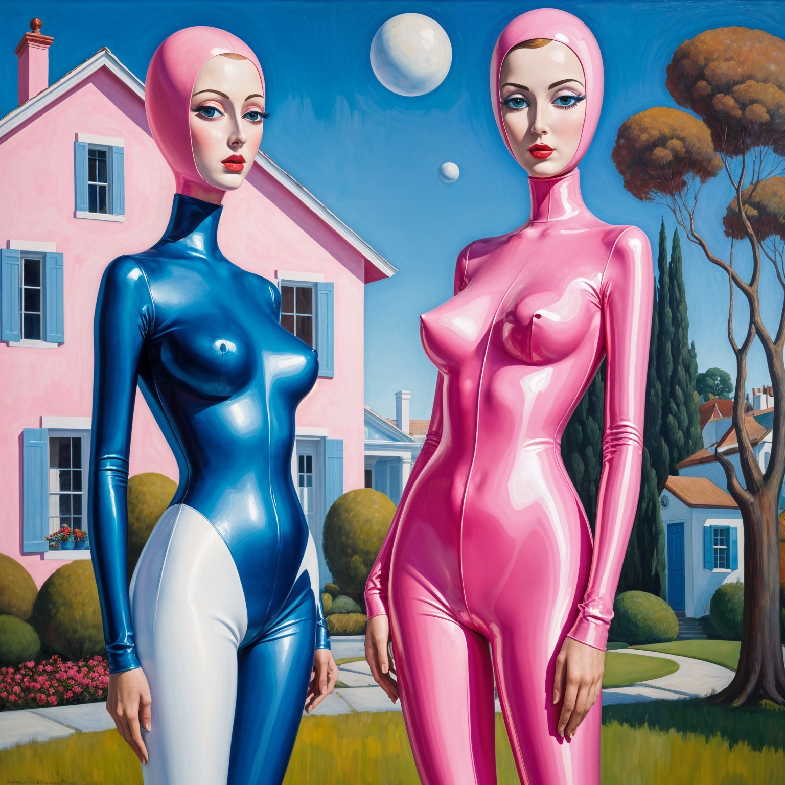 Stylized Figures in Bodysuits by Pastel House and Trees