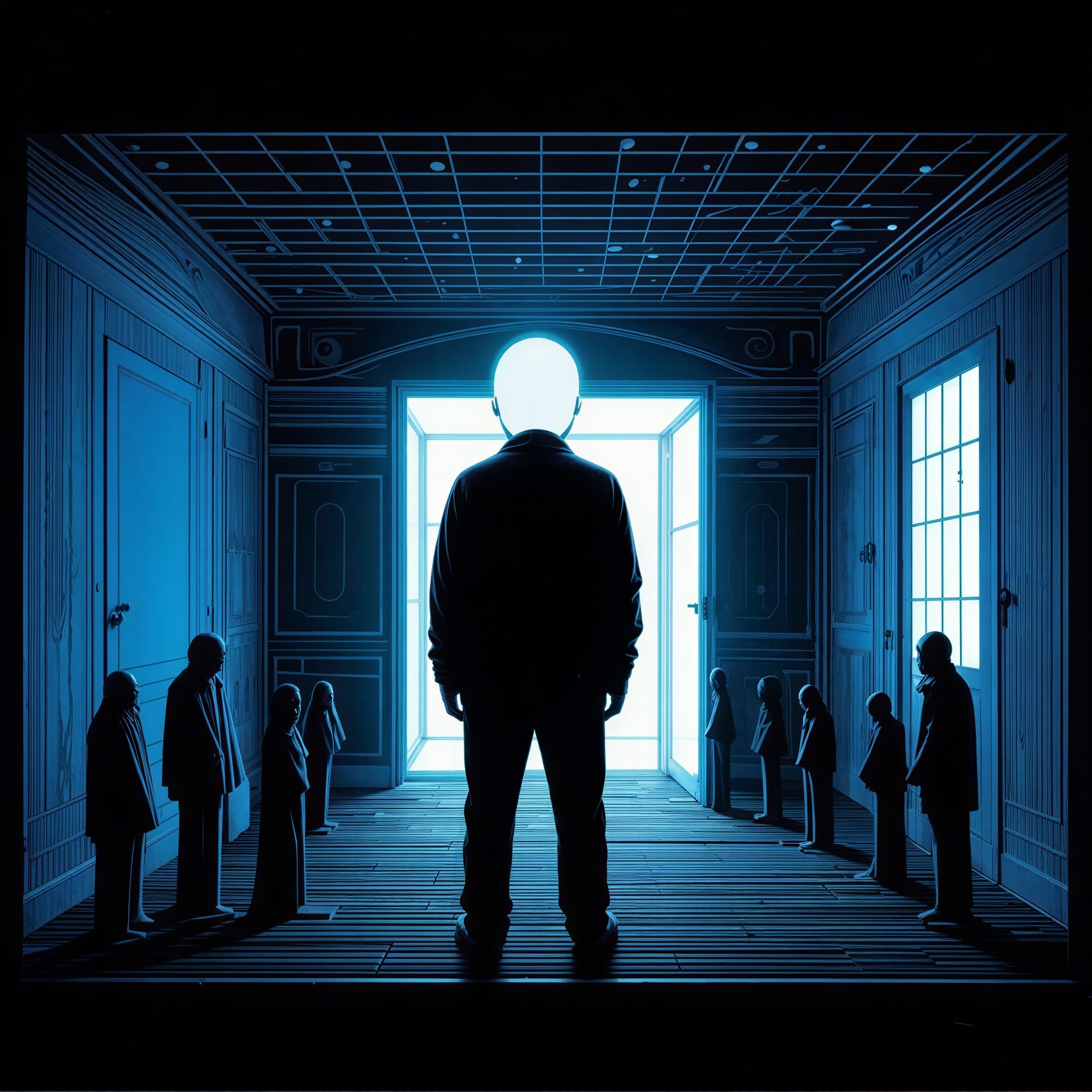 Cinematic Sci-Fi Digital Art of a Dark Hallway Scene