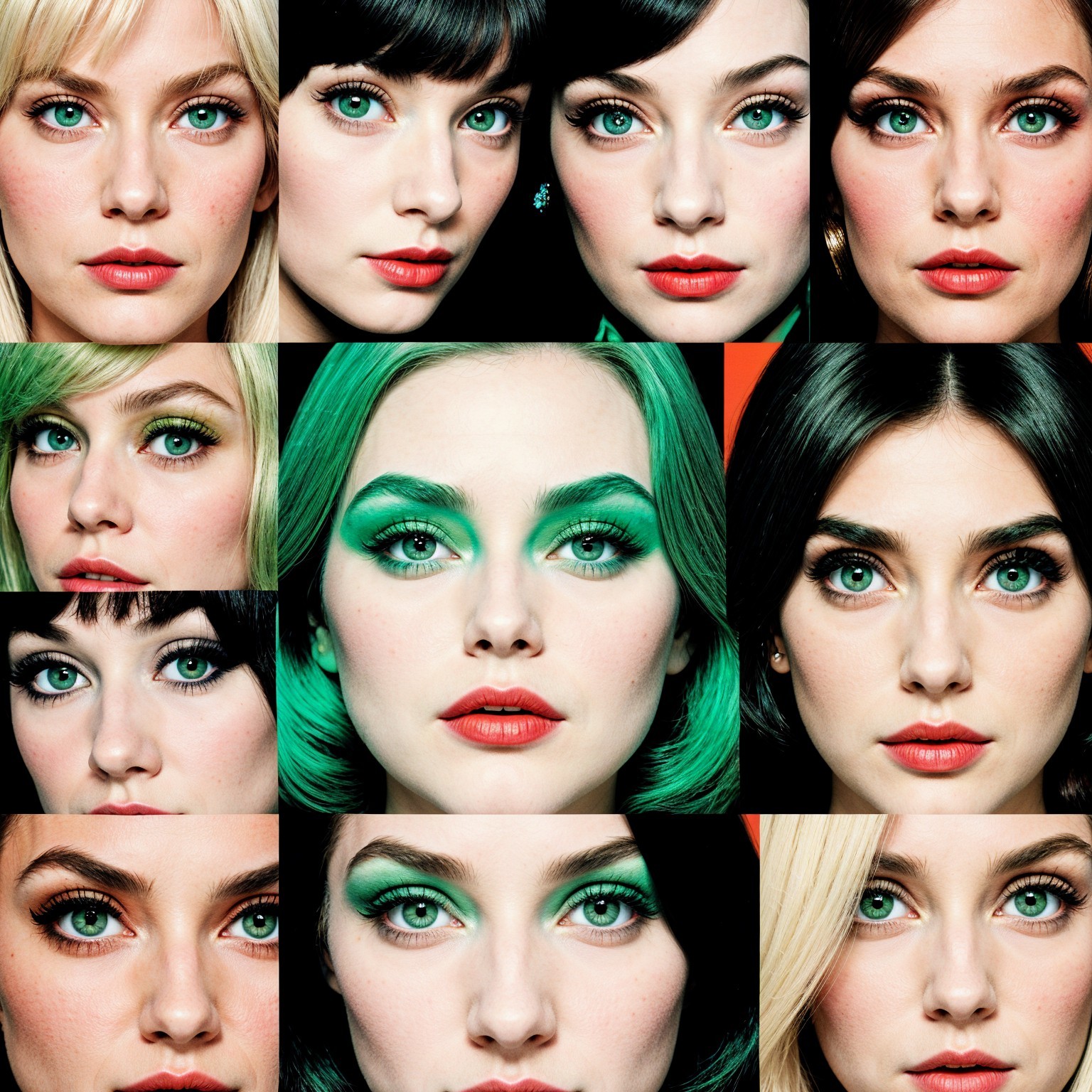 Close-up Portraits of Women with Green Eyes and Styles