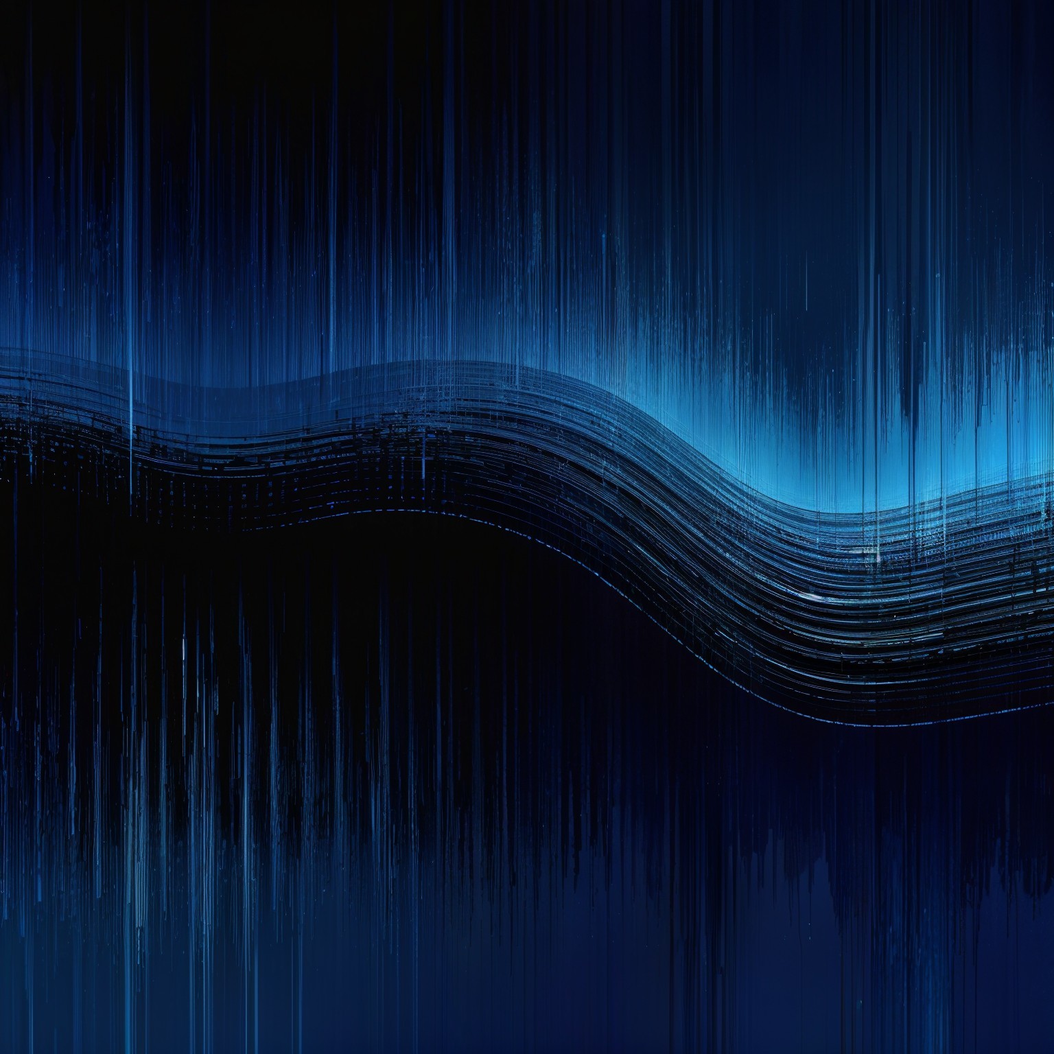 Abstract Blue Waves and Streaks on Dark Background