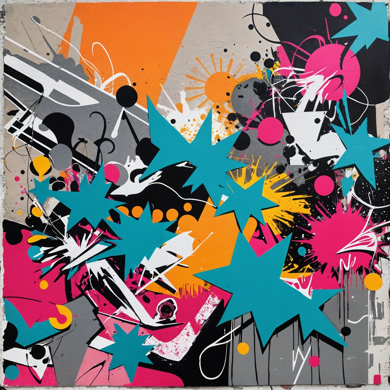Vibrant Abstract Composition with Bold Colors and Shapes