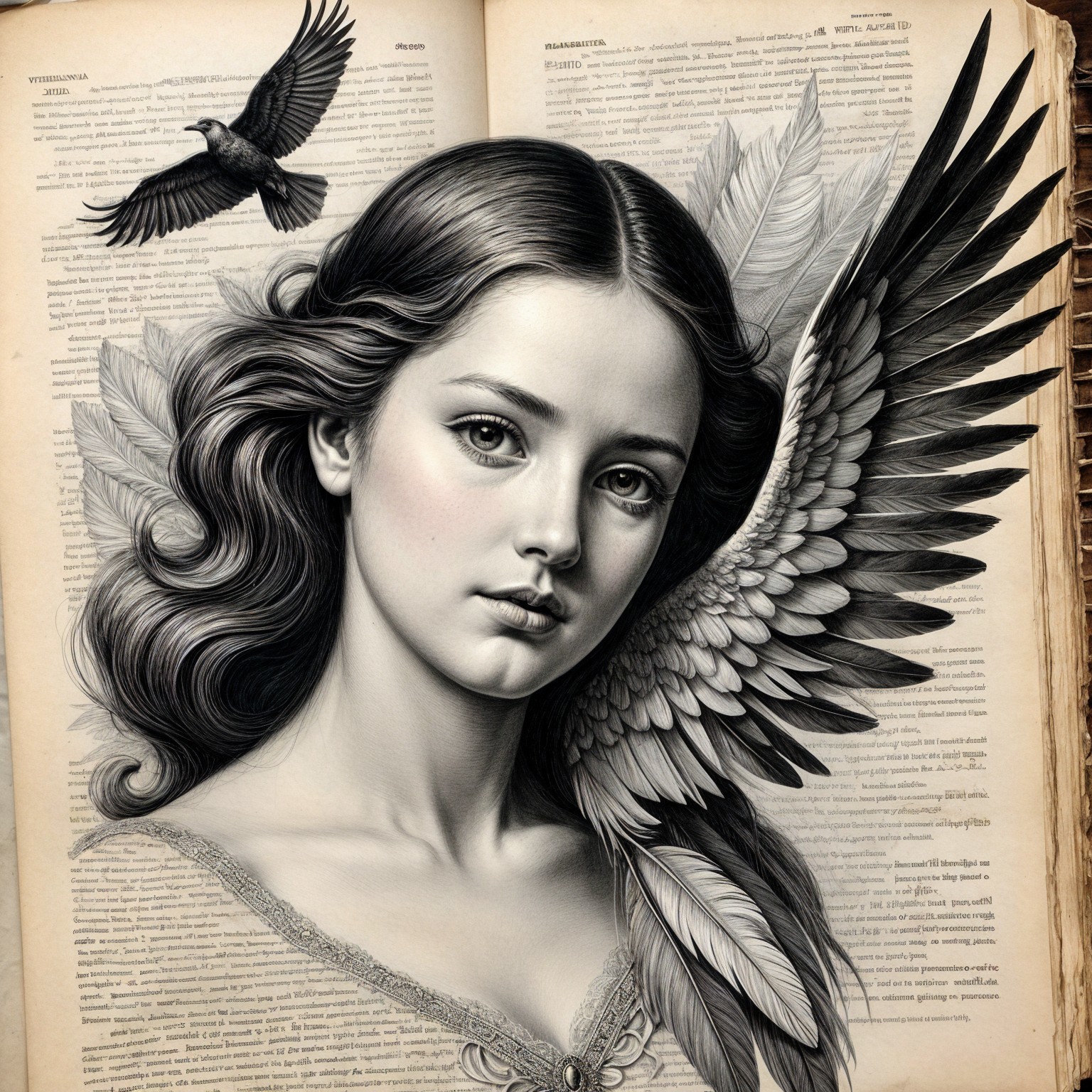 Portrait of a Young Woman with Wings and Books
