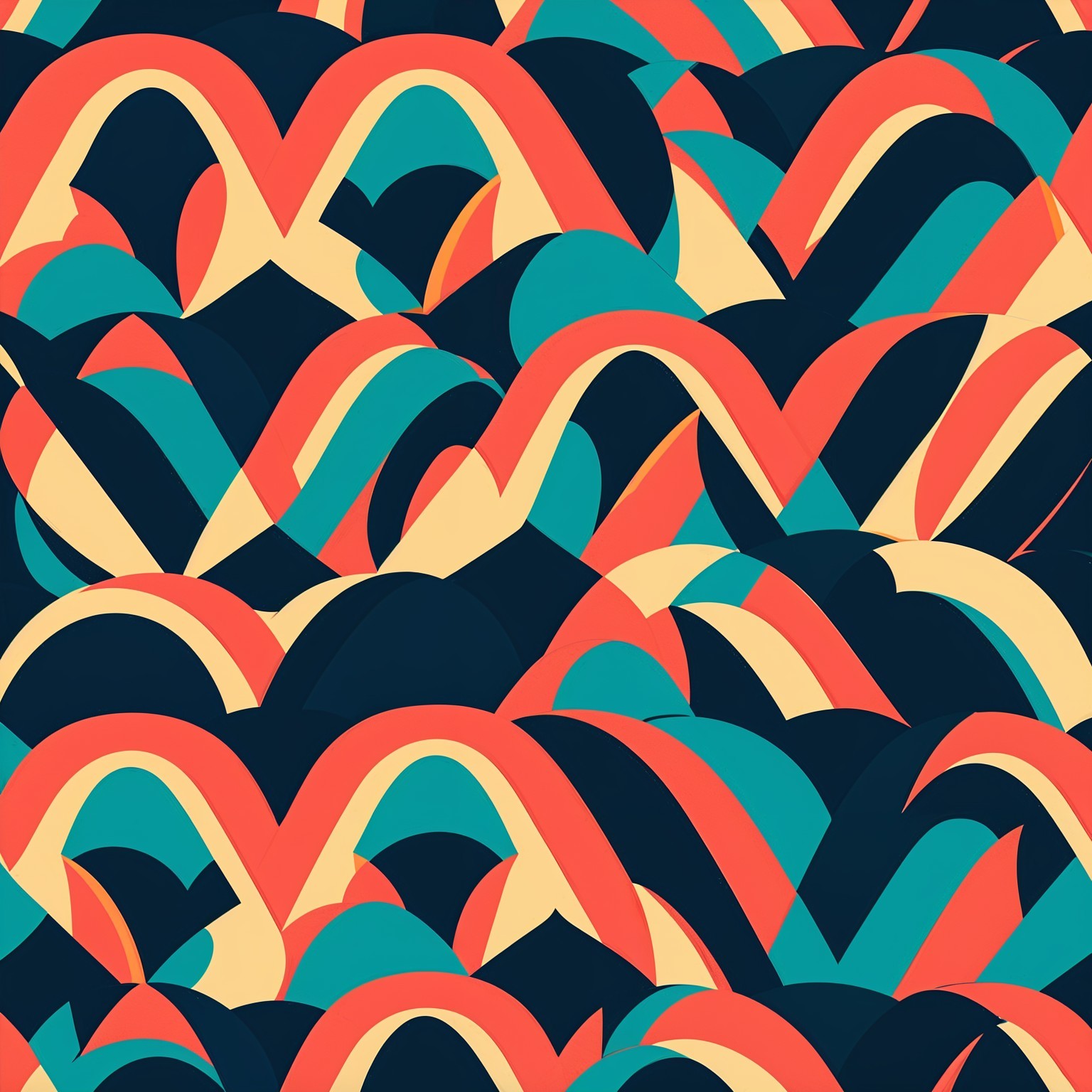 Vibrant Abstract Pattern of Swirling Waves and Arcs