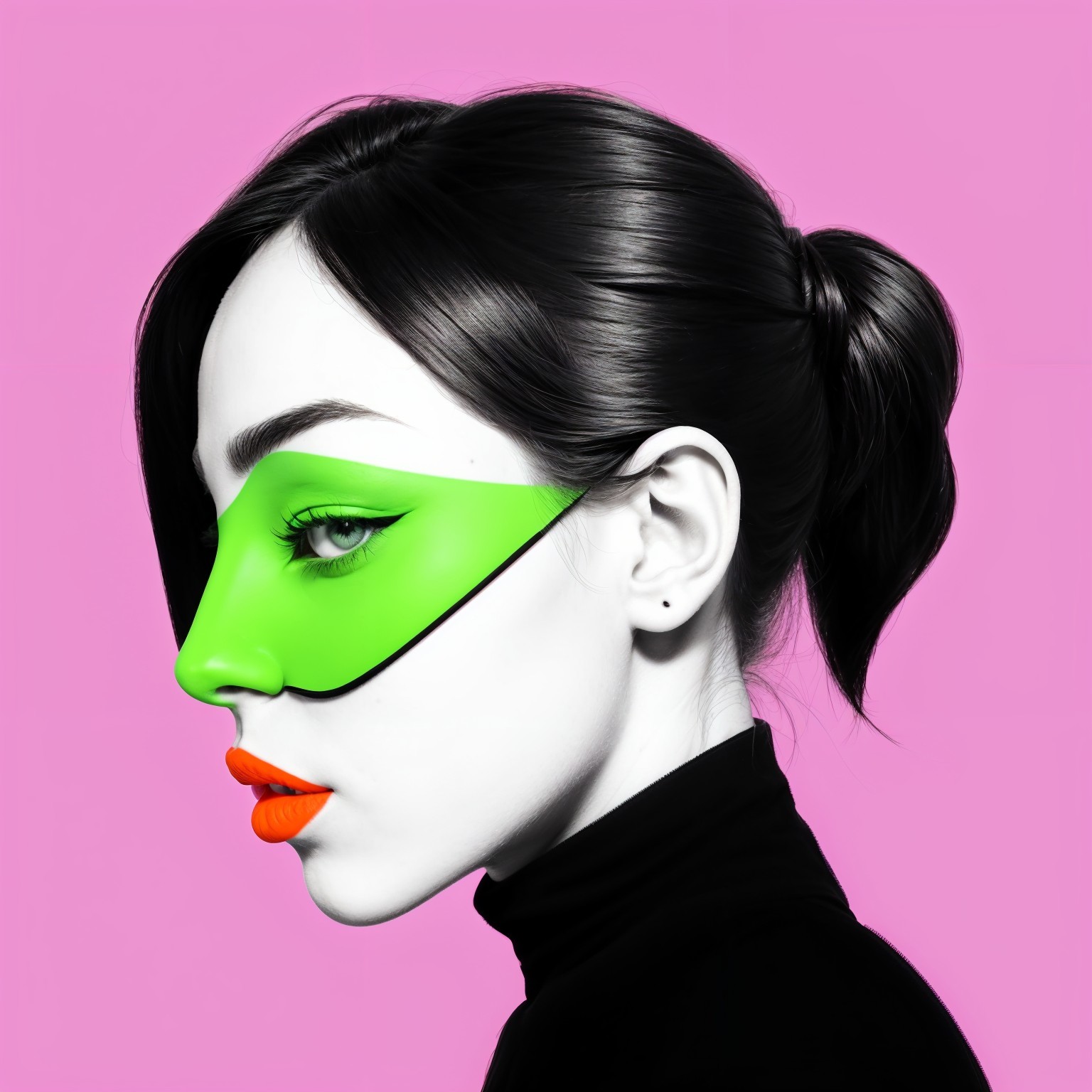 Portrait of a Woman with Unique Makeup Design