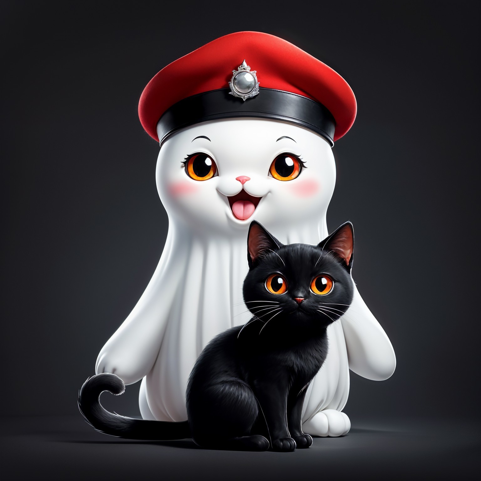 Cartoon Cat Police Officer with Friendly Companion