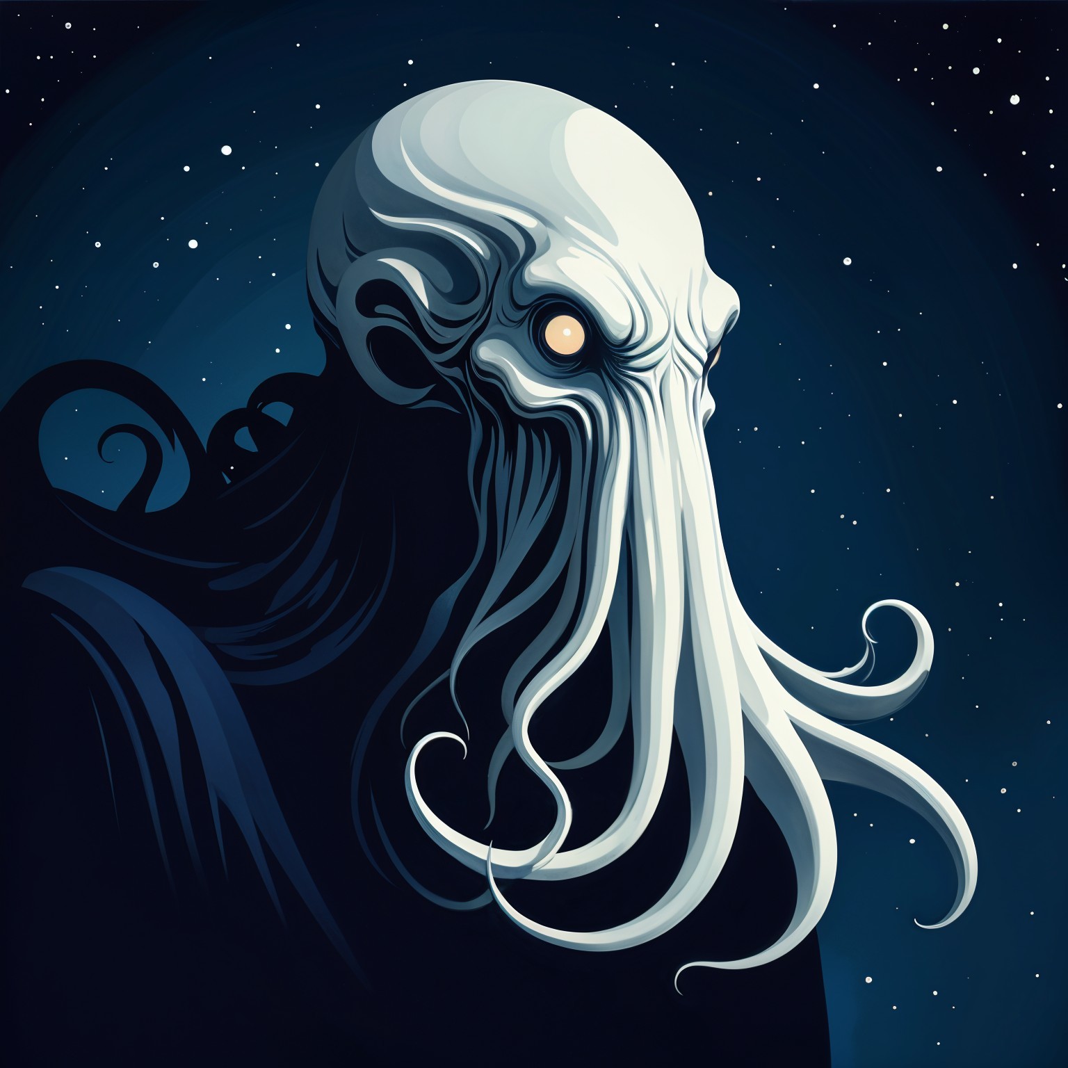 Cosmic Horror Creature with Tentacles and Glowing Eyes