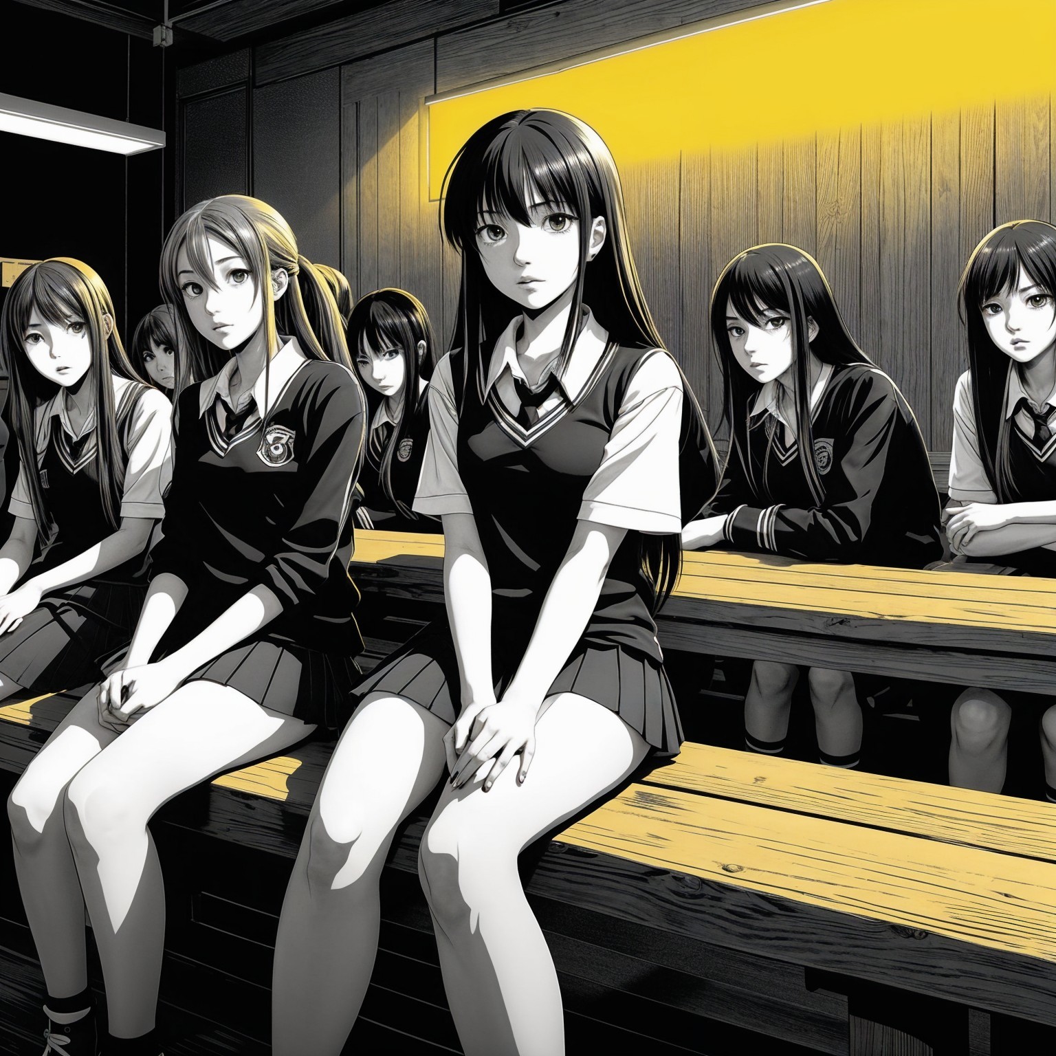 Students in Uniform in a Dimly Lit Classroom