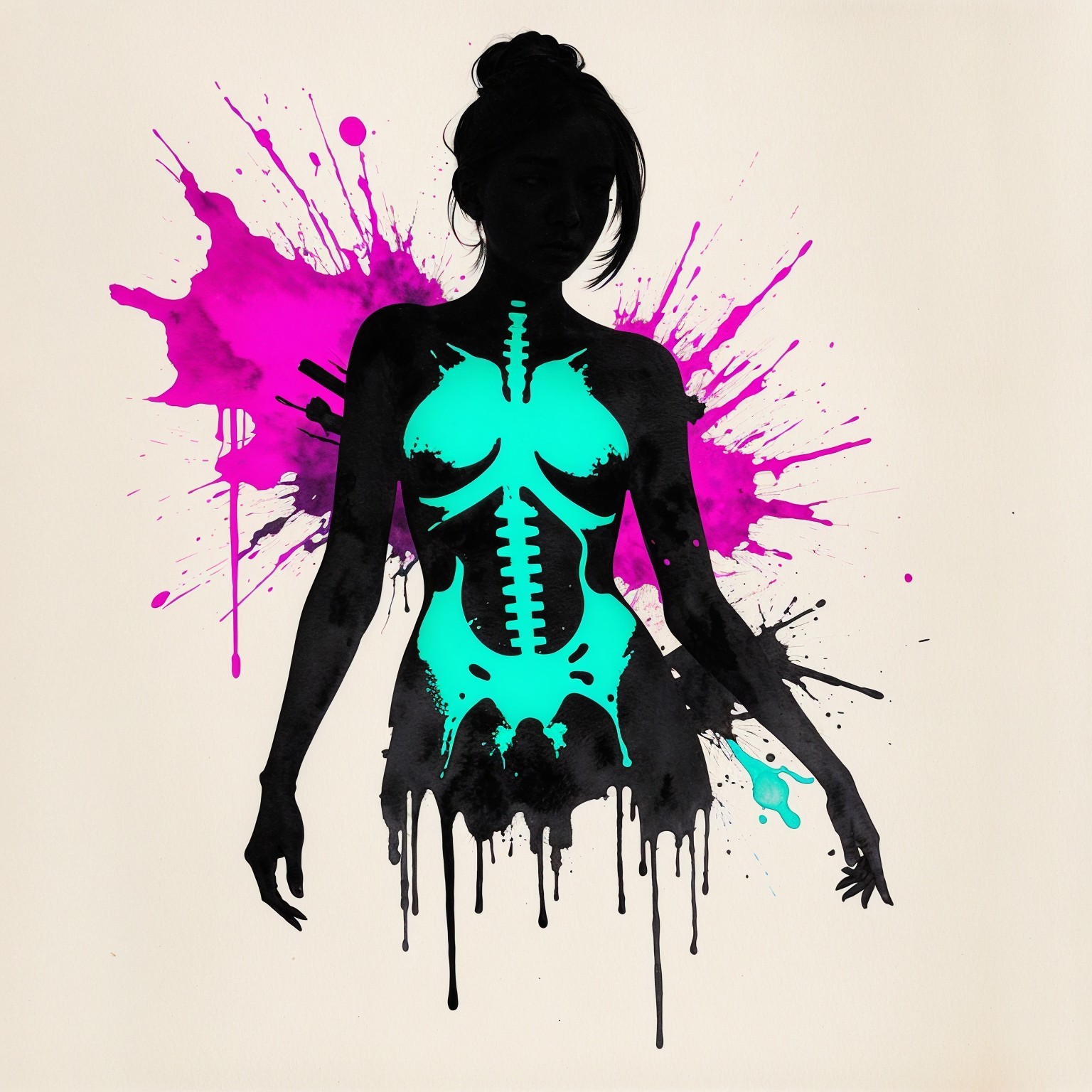 Silhouette of Female Figure with Colorful Background