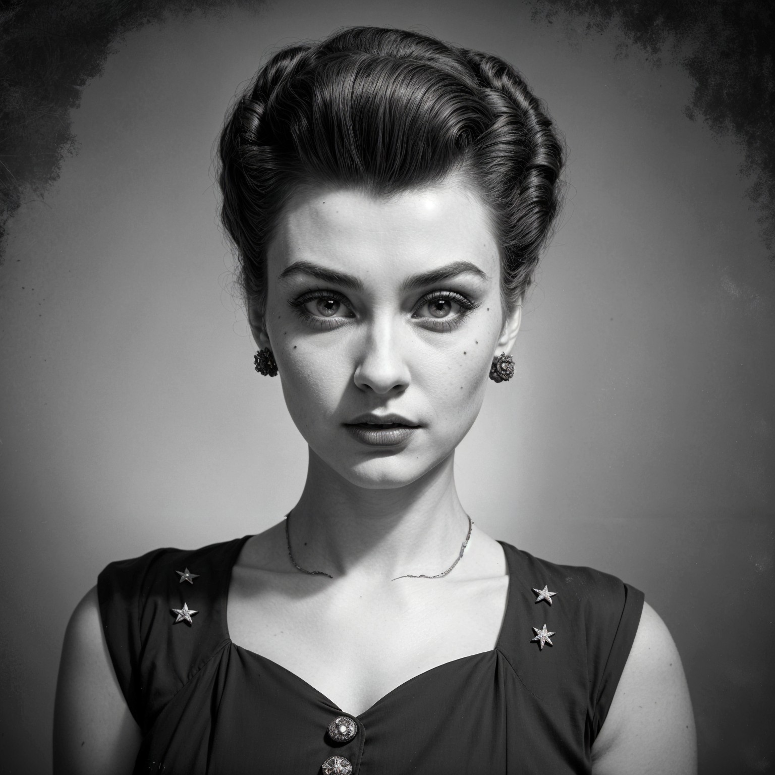 Elegant Black-and-White Portrait of a Young Woman