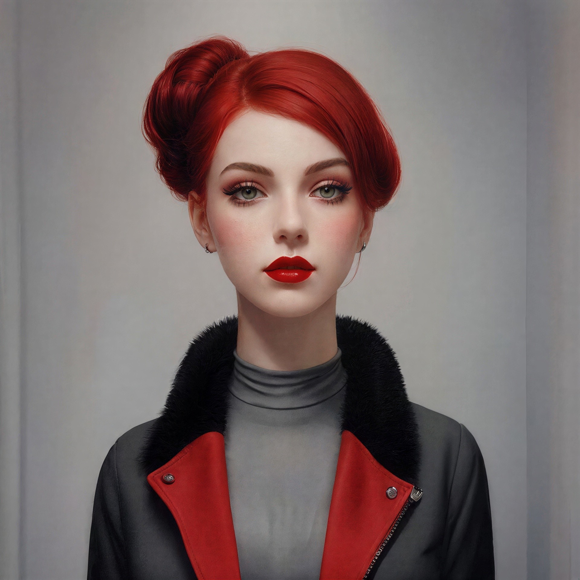 Digital Painting of a Young Female Model with Red Hair