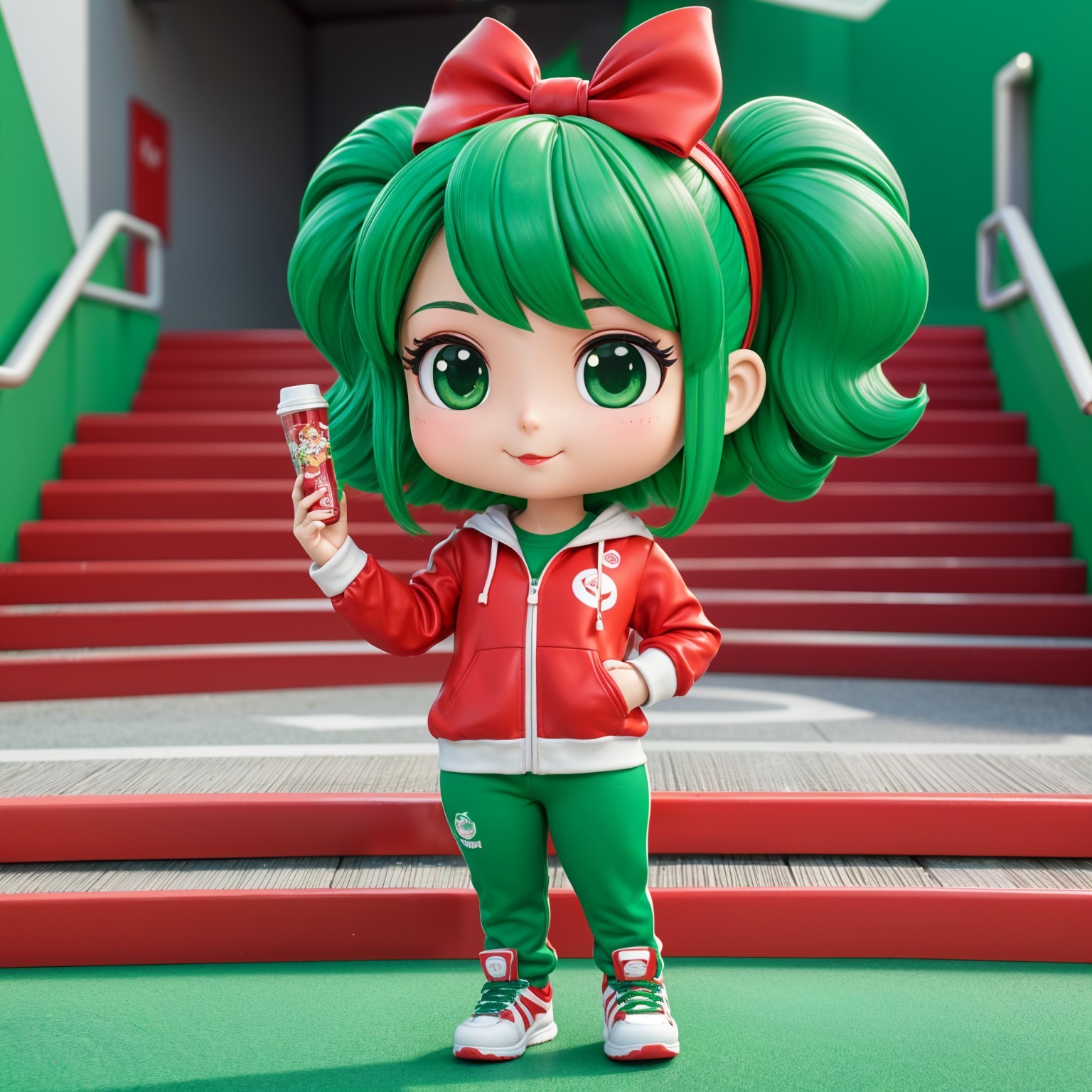 Cartoon Character with Green Hair and Colorful Outfit