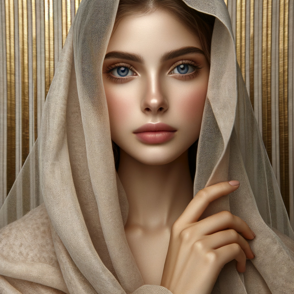 Close-Up Portrait of a Young Woman with Blue Eyes