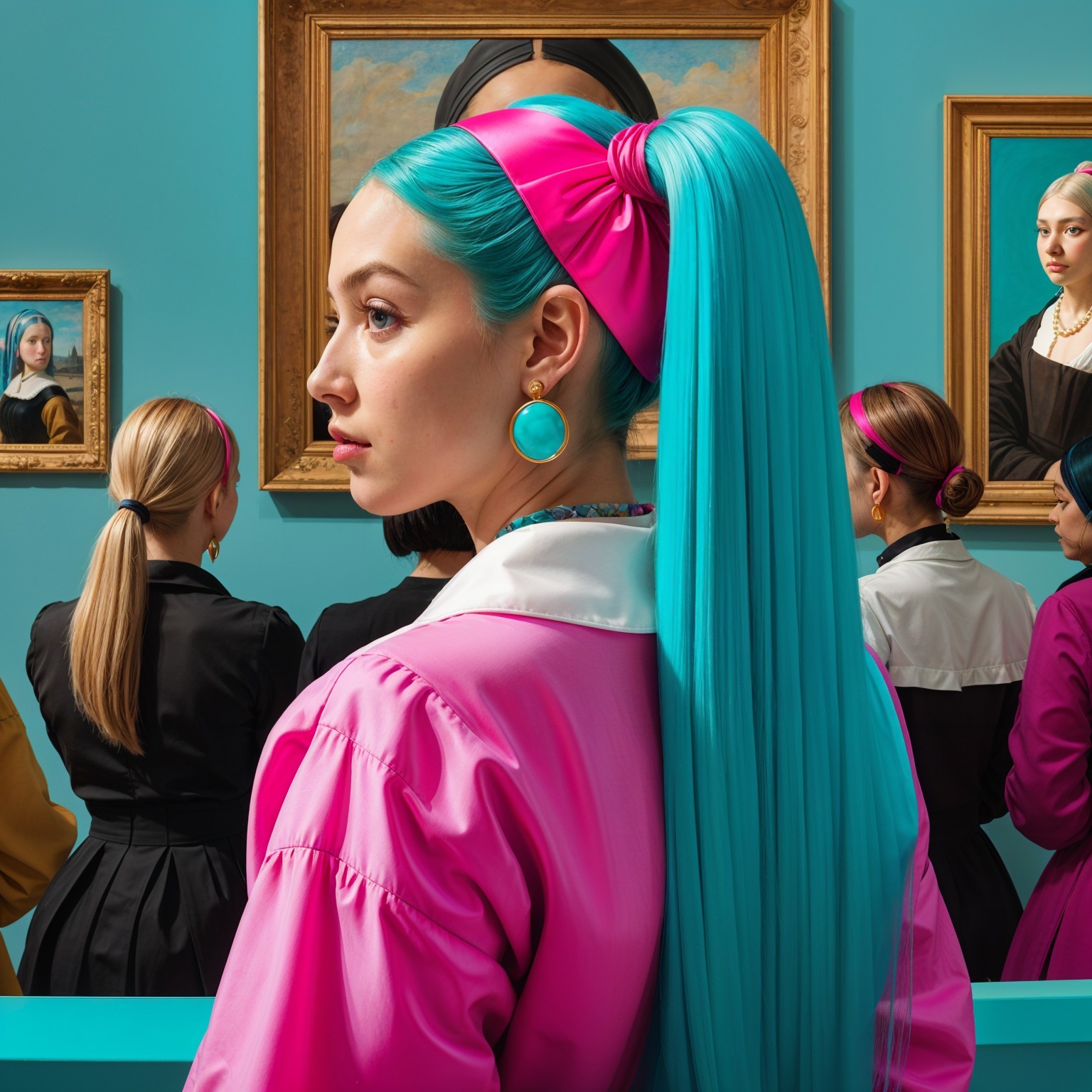 Colorful Fashion and Art in a Gallery Setting