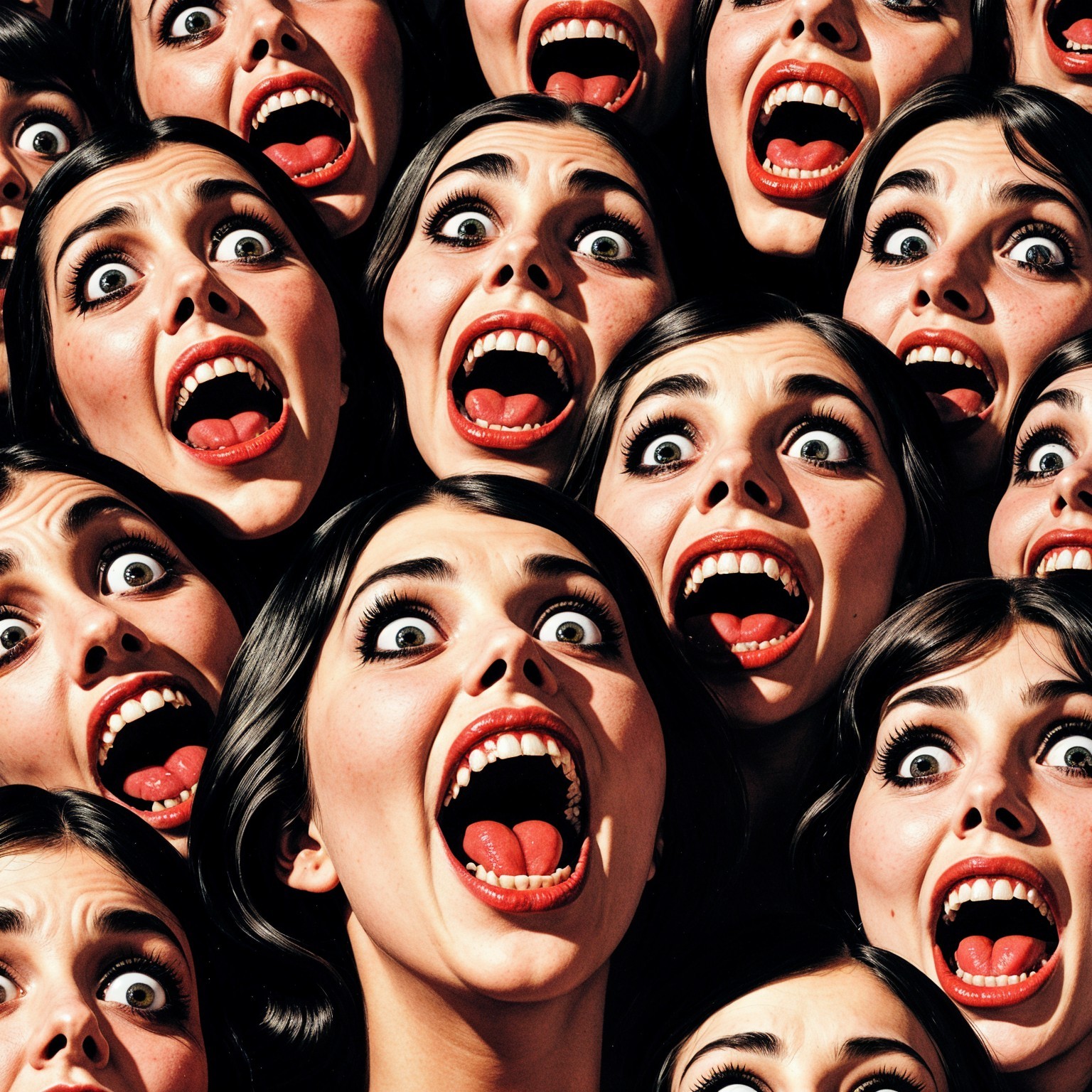 Surreal Collage of Faces with Dramatic Expressions