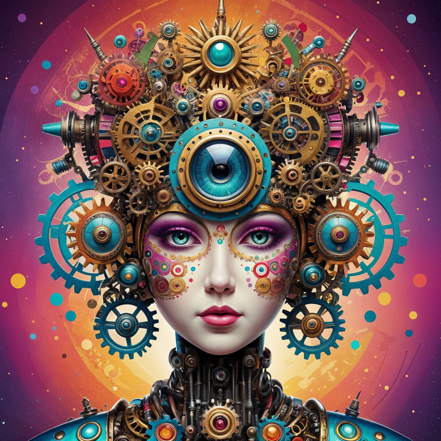 Futuristic Female Figure with Steampunk Elements
