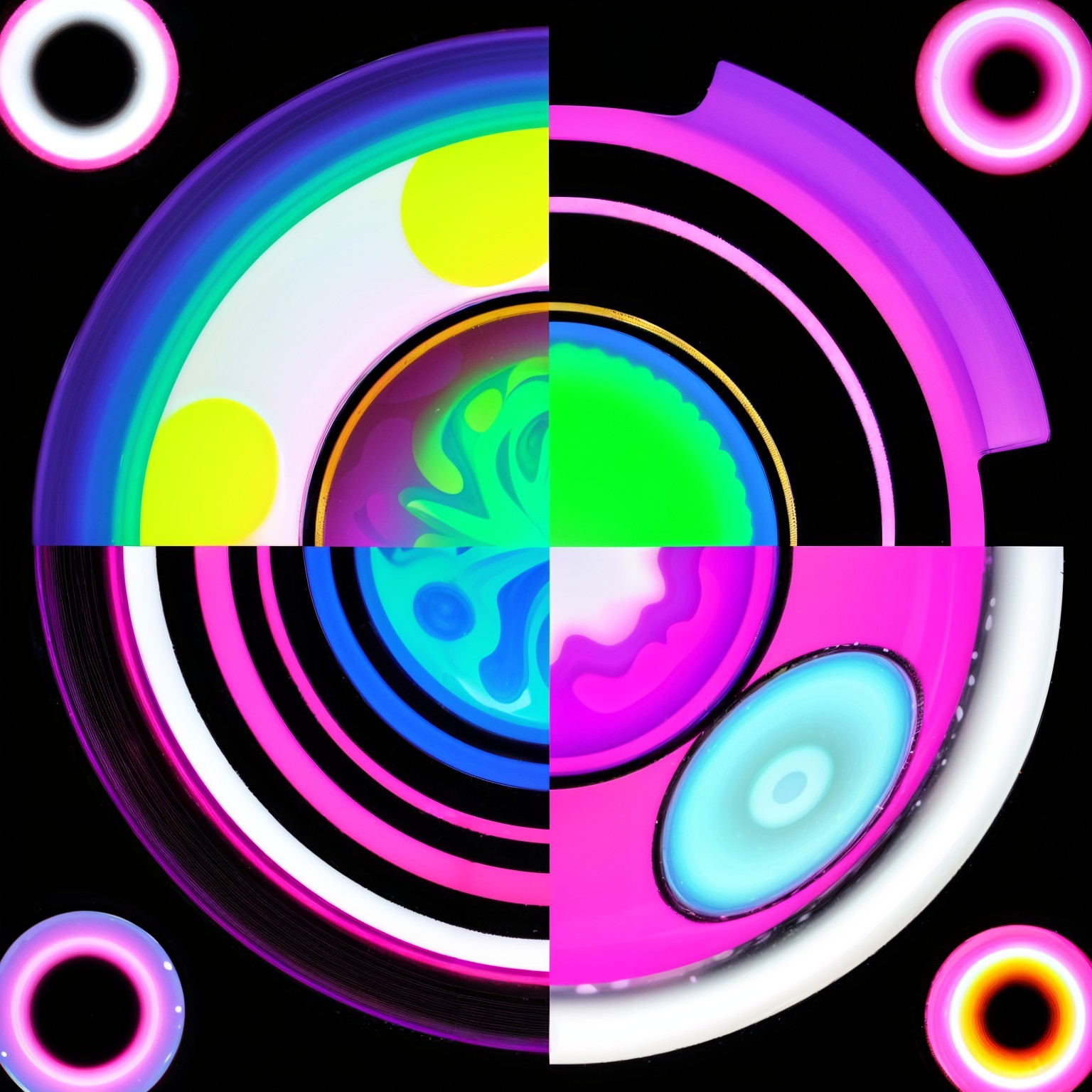 Vibrant Abstract Design with Colorful Quadrants