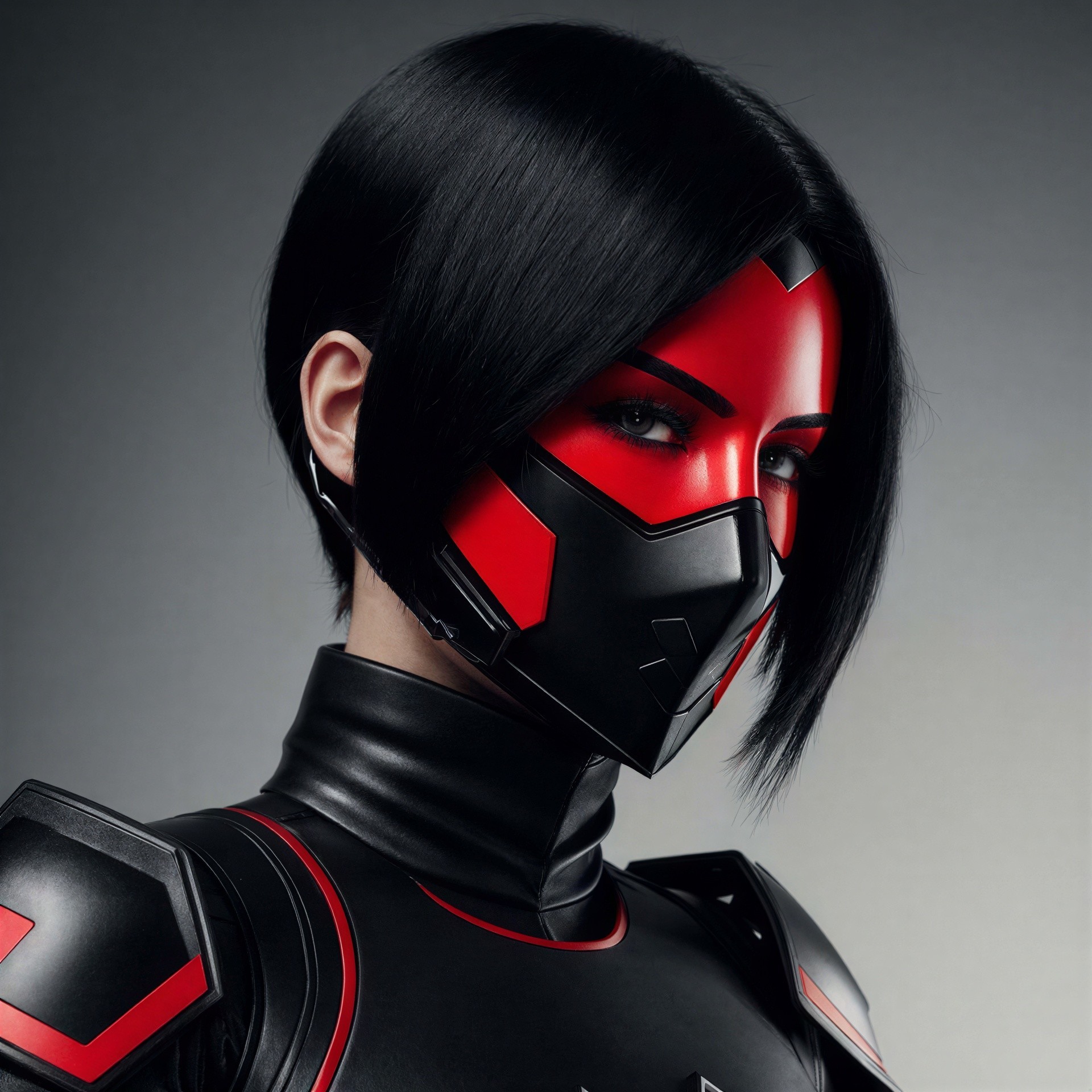 Cyberpunk Female Character in Black Leather Armor
