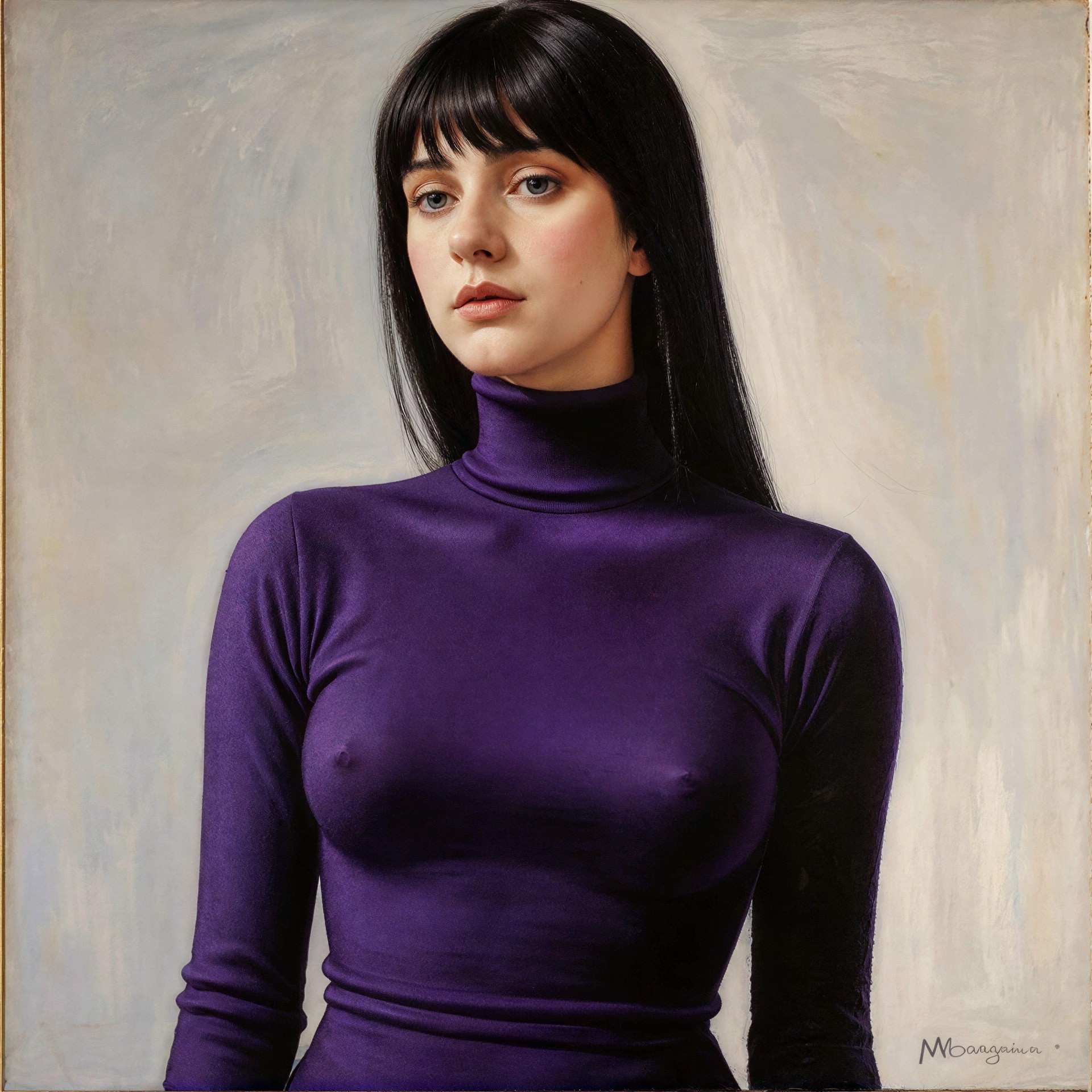 Portrait of a woman in a textured gray background