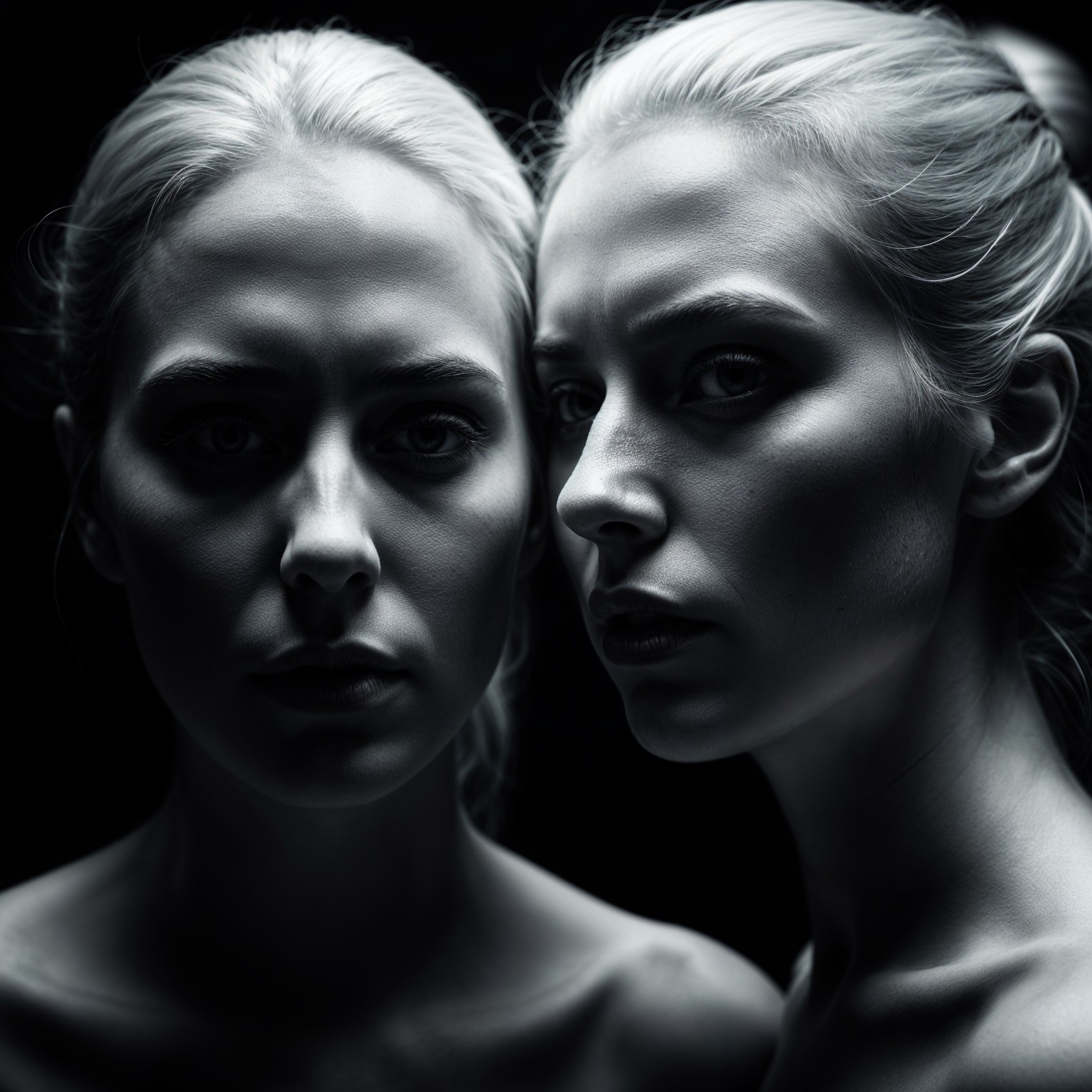 Contrasting Faces with Dramatic Lighting and Shadows