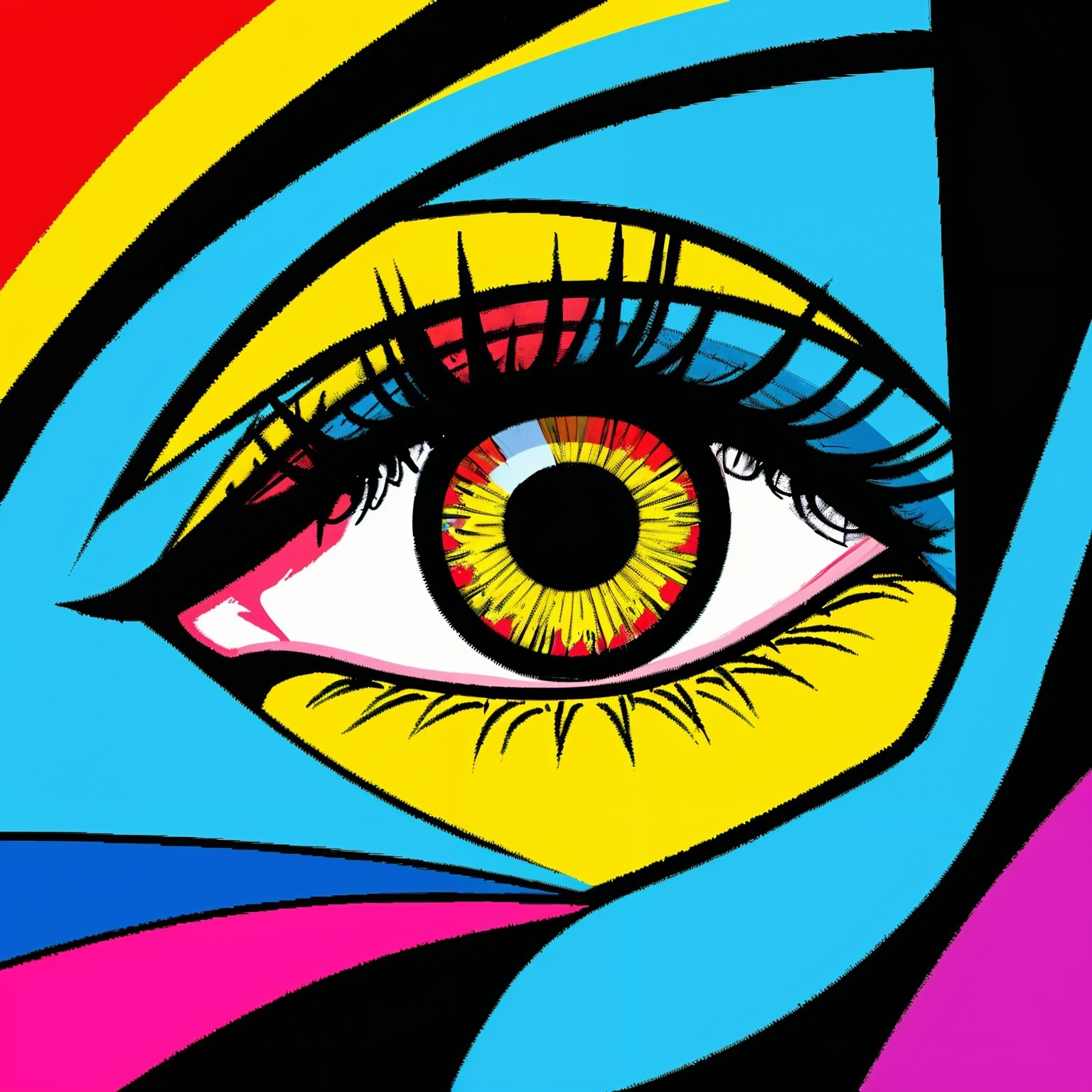 Vibrant Abstract Eye Design with Bold Colors