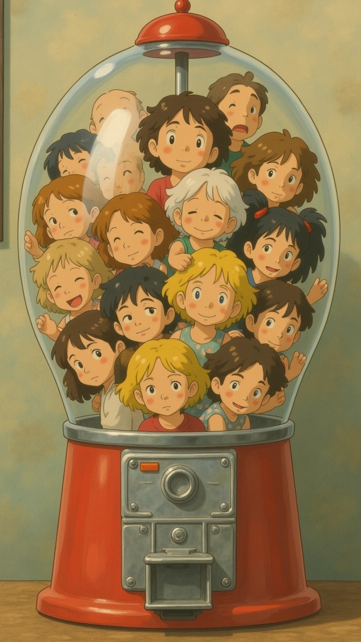 Whimsical Gumball Machine Filled with Colorful Characters