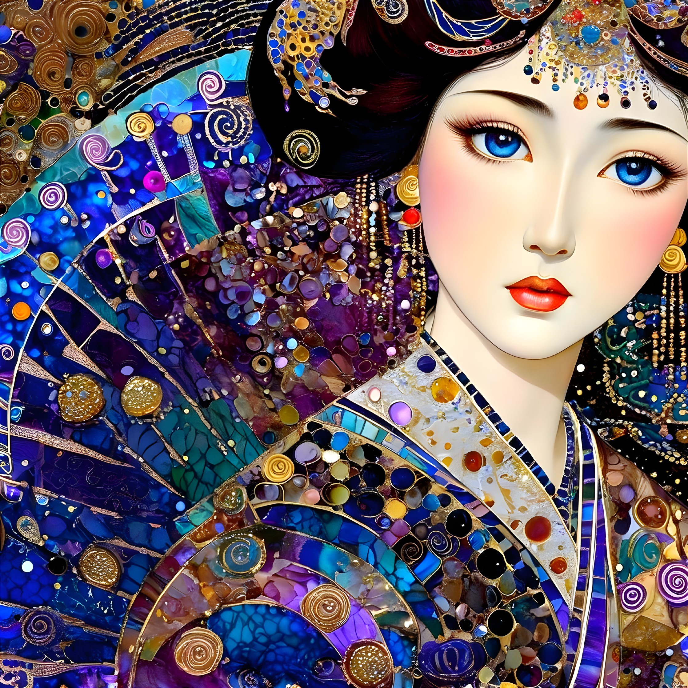 Stylized Portrait of a Woman in Traditional Clothing