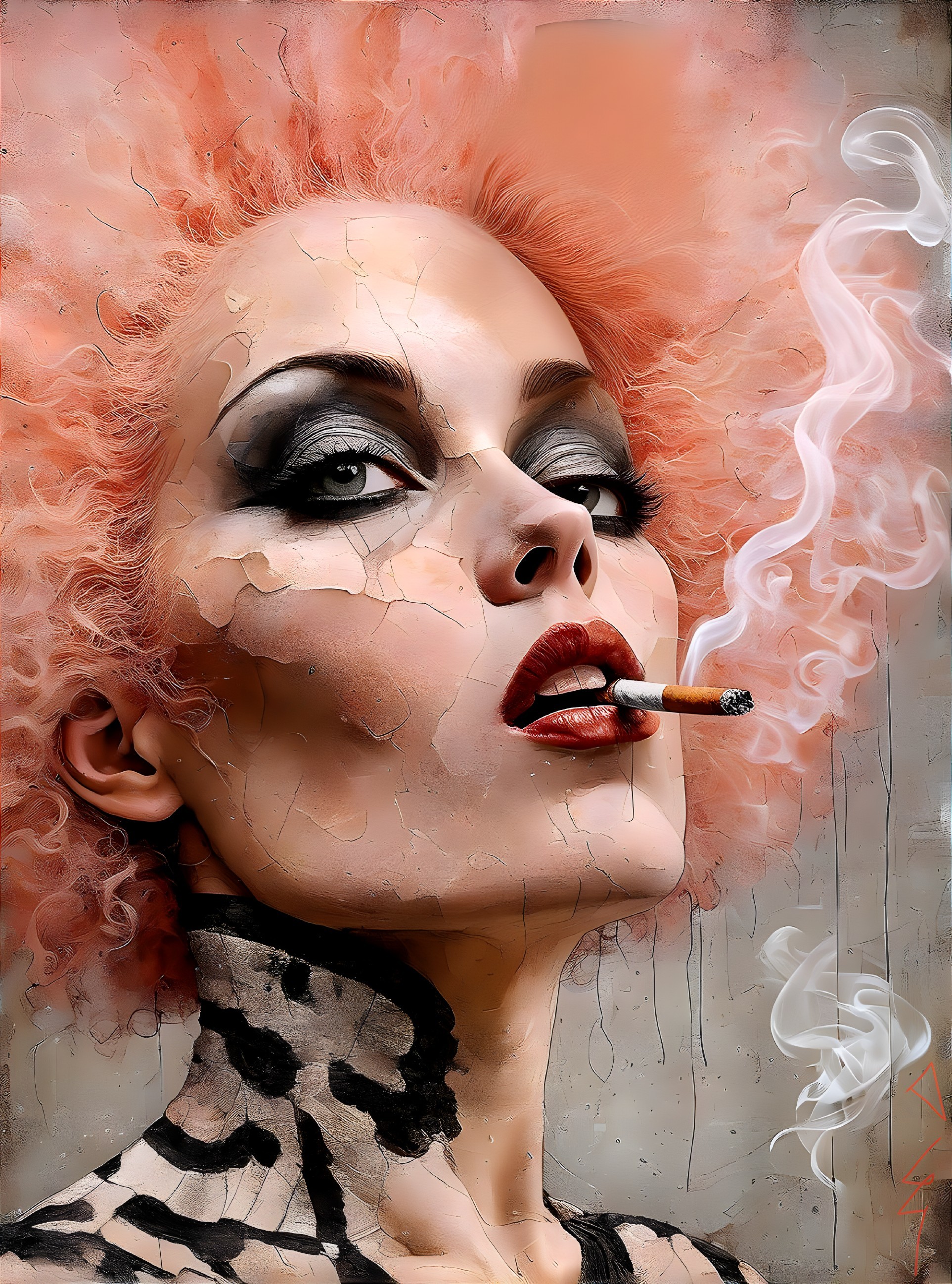 Bold Portrait of a Figure with Exaggerated Features