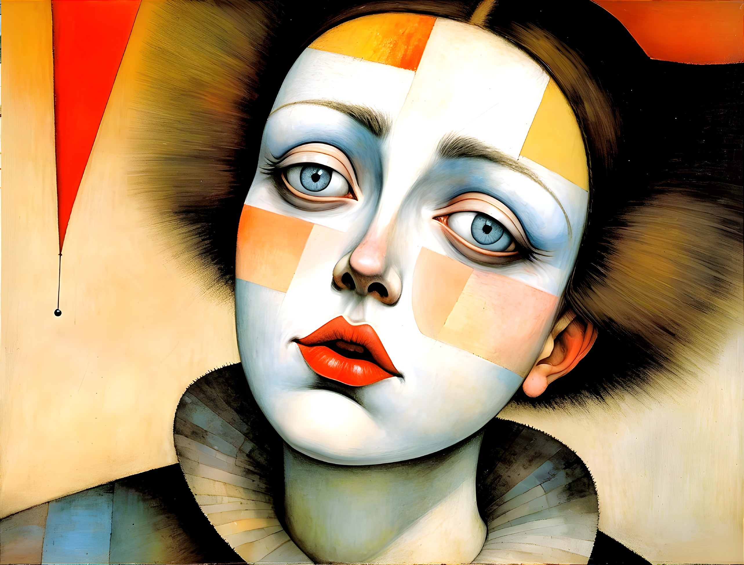 Surrealistic Character with Doll-like Face and Colors