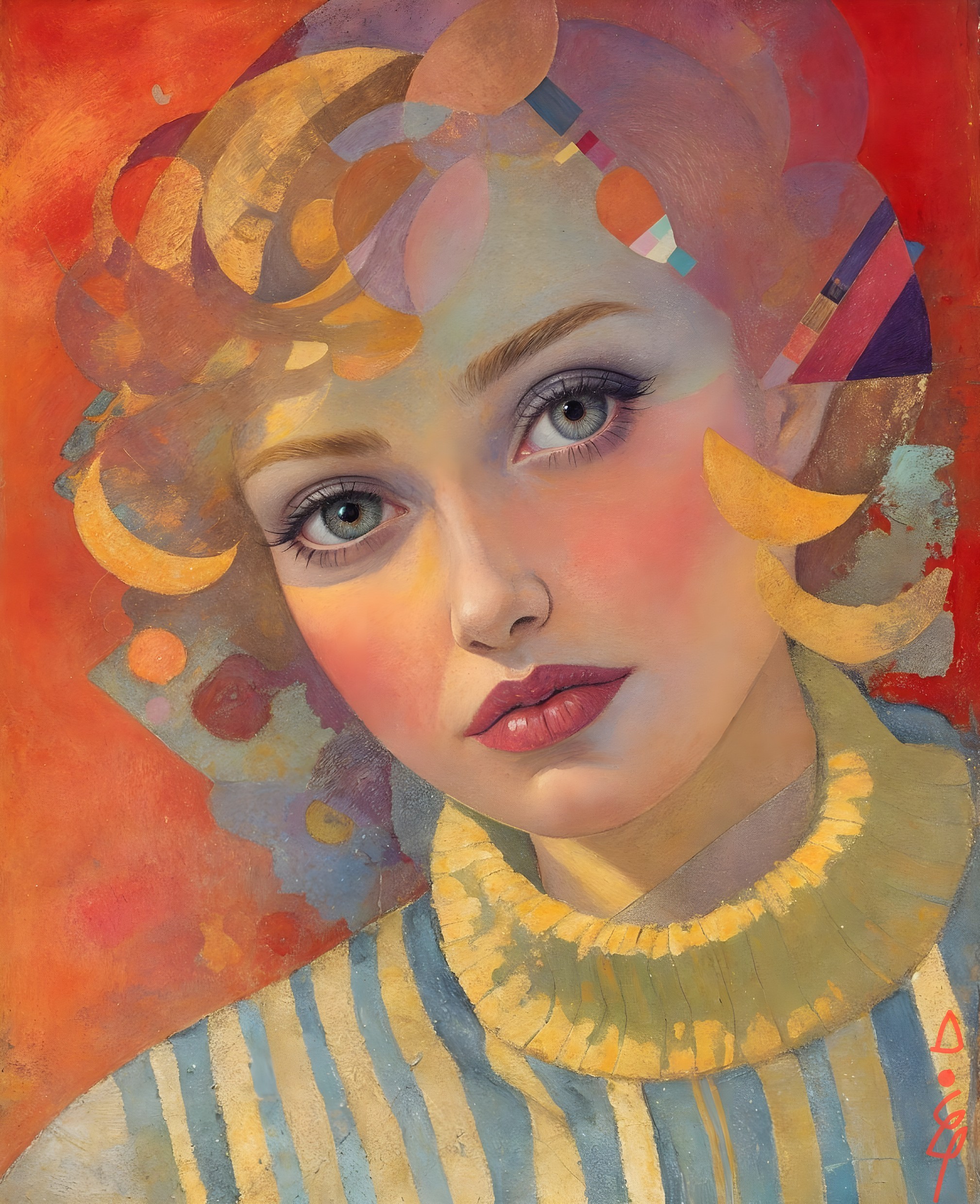 Portrait of a young woman with vivid hair and expressive eyes