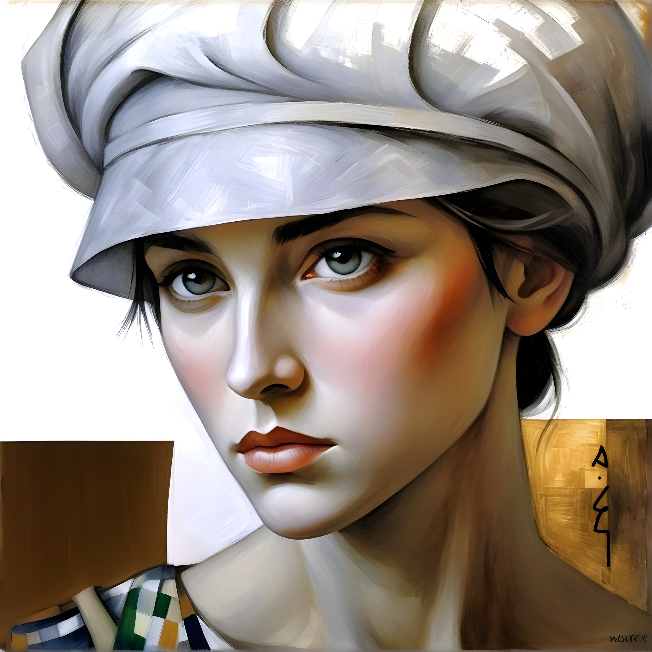 Portrait of a Young Woman with Abstract Background