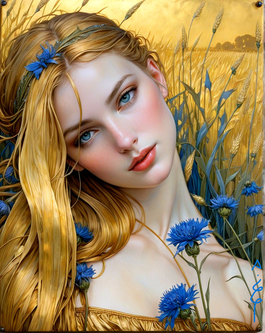 Portrait of a Young Woman in Wheat Field Setting