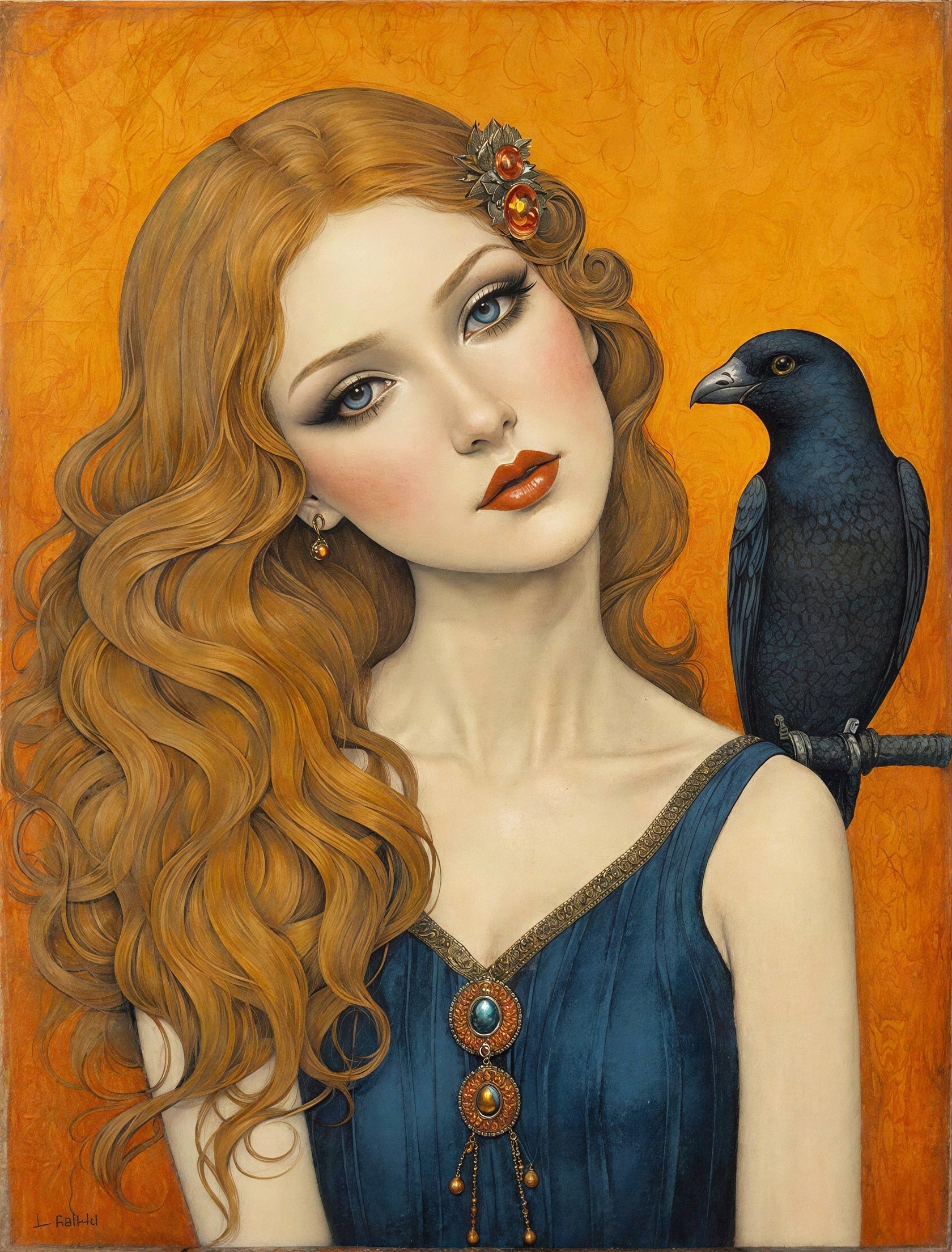 Fantasy Art Depicting a Woman with Ginger-Blonde Hair