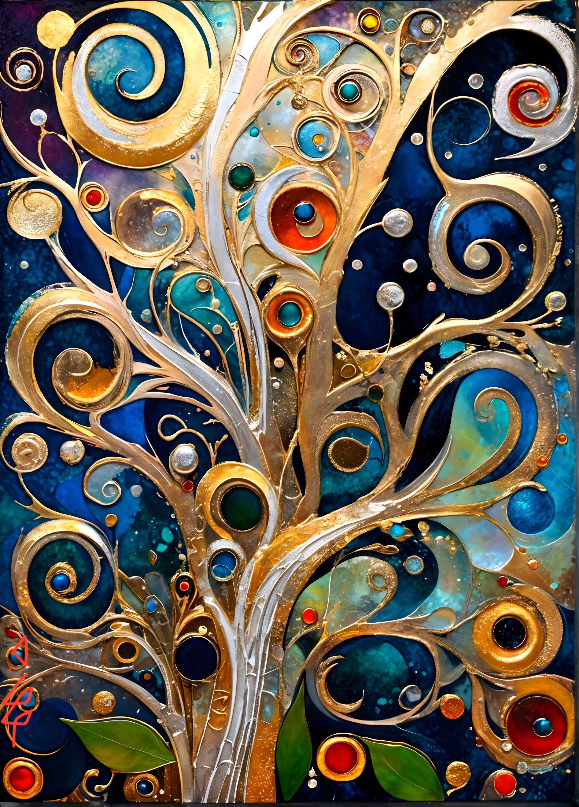 Abstract Tree Design with Colorful Accents and Hues