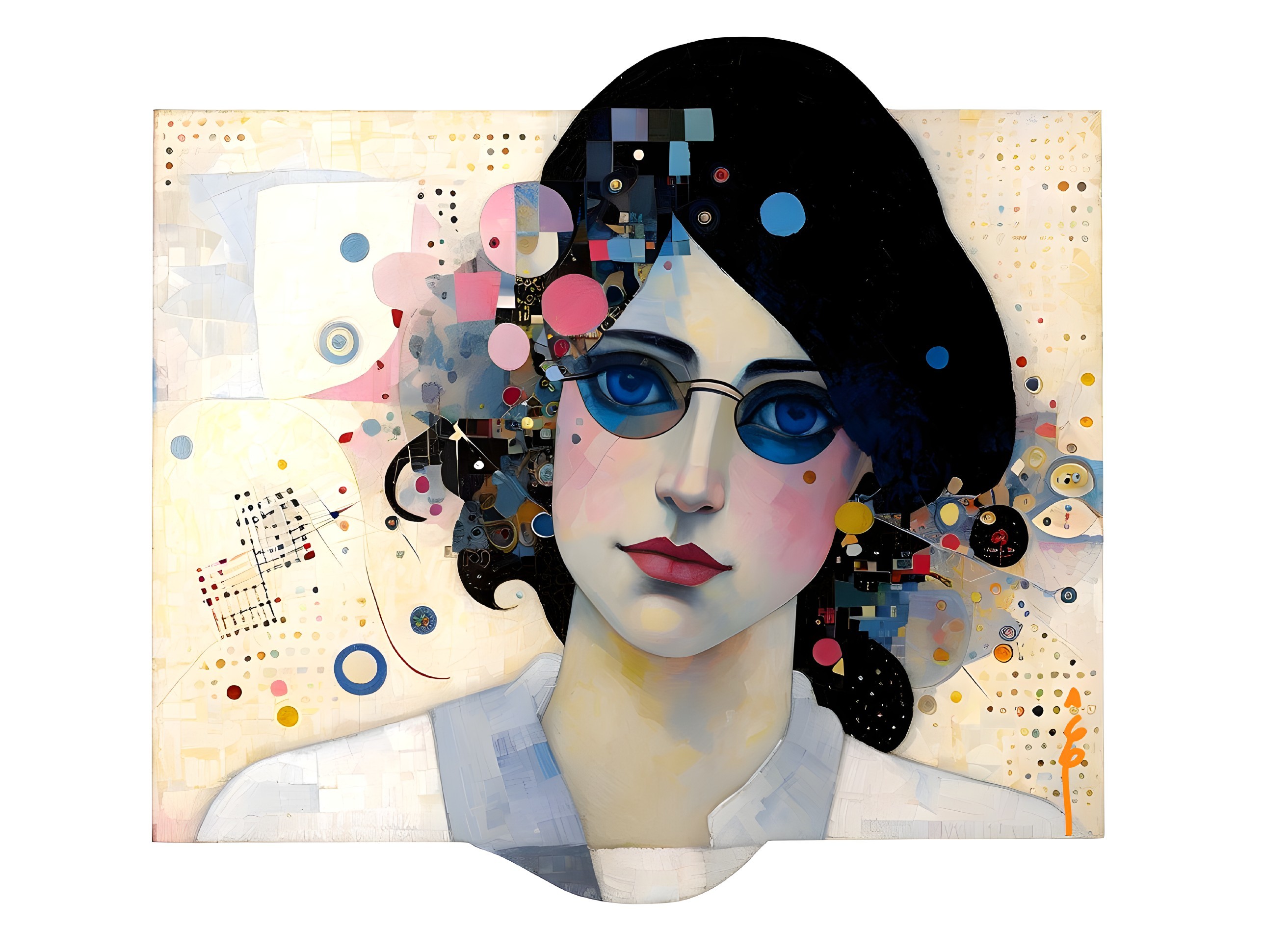 Stylized Portrait of a Woman with Abstract Elements