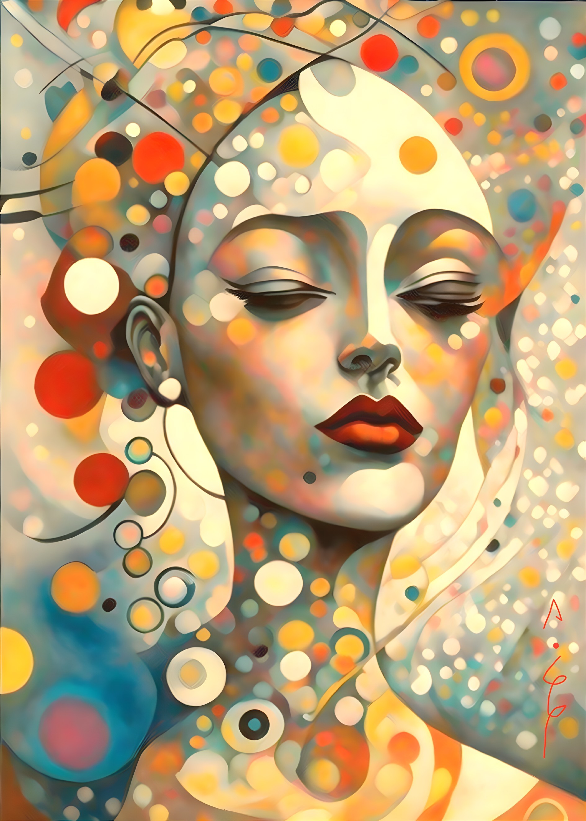 Surreal Portrait of a Woman with Abstract Patterns