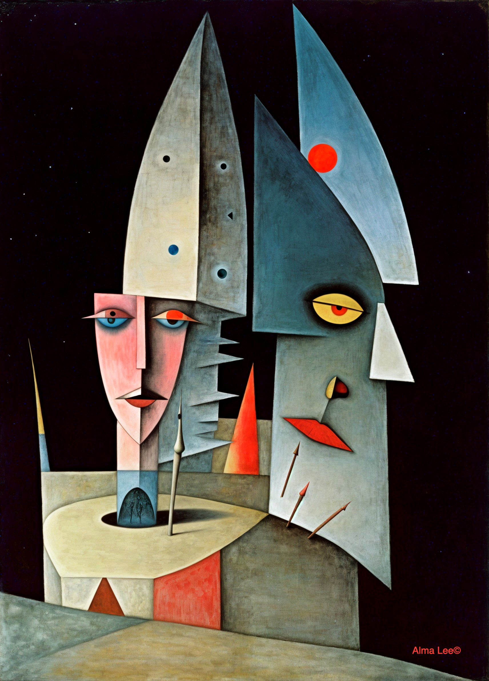 Abstract Figures with Elongated Features and Colors