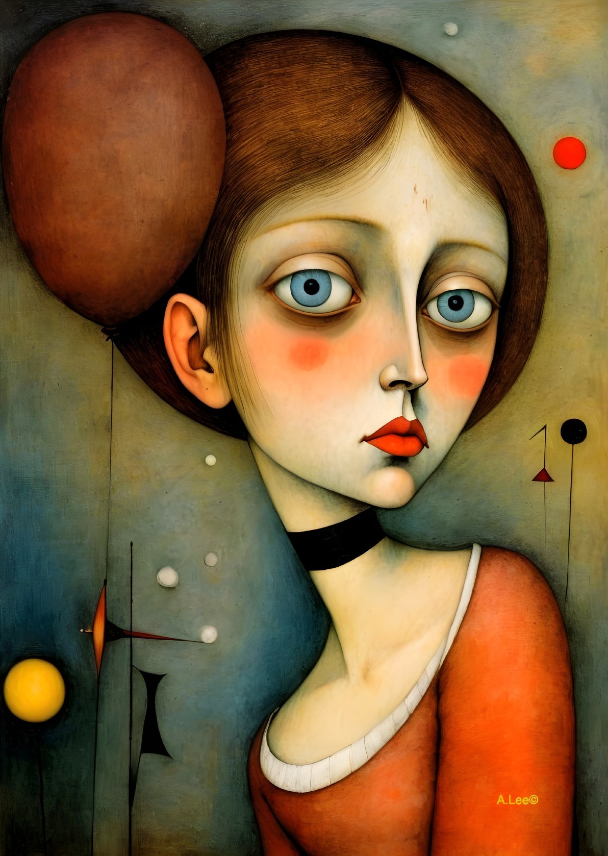 Stylized Portrait of a Young Girl with Balloon
