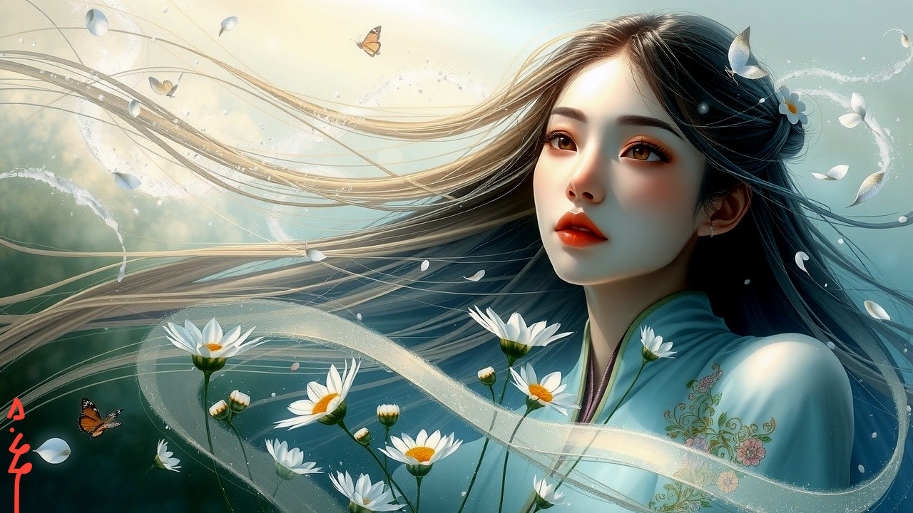 Serene portrait of a young woman in nature