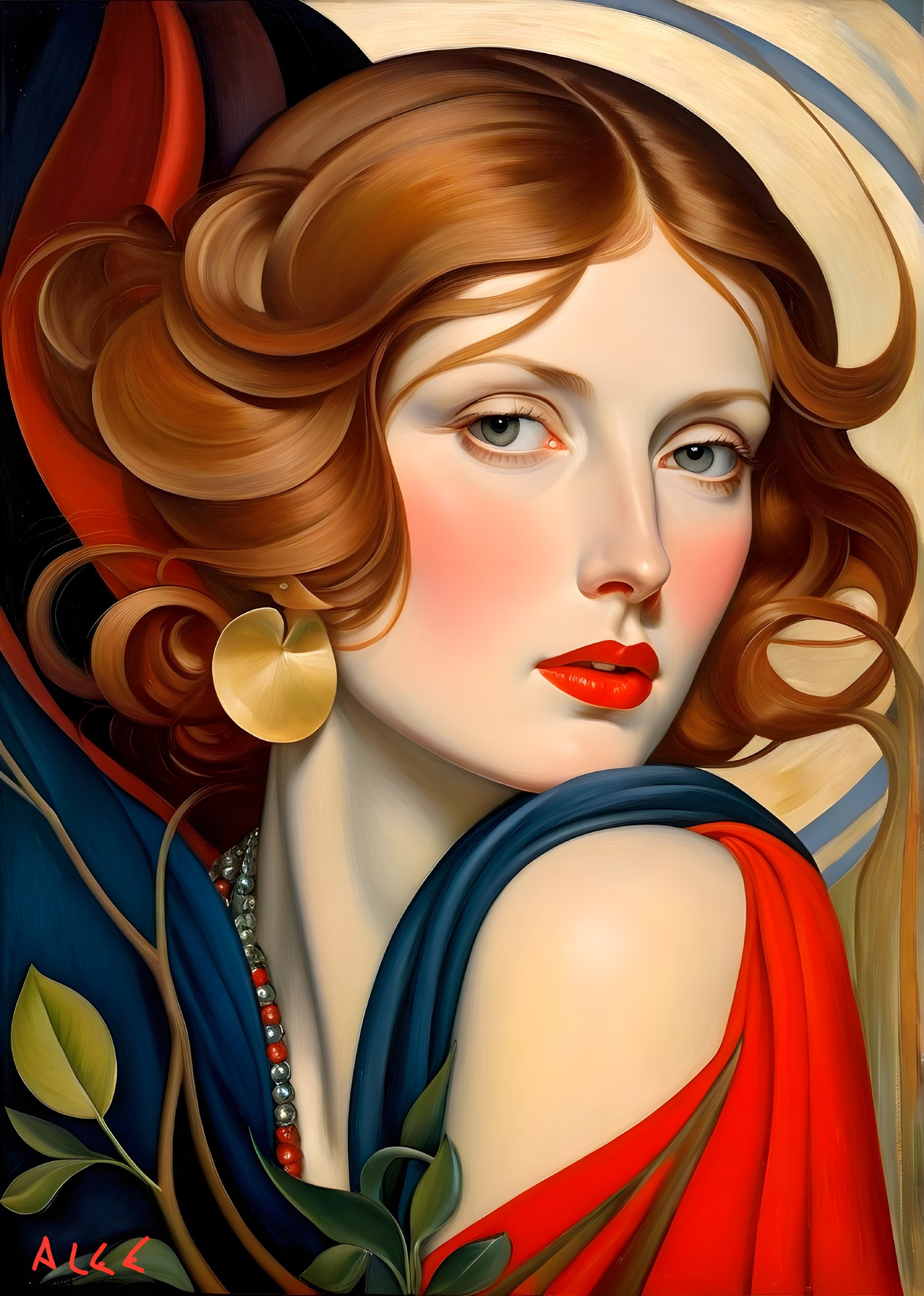 Captivating Woman with Red Hair and Elegant Attire