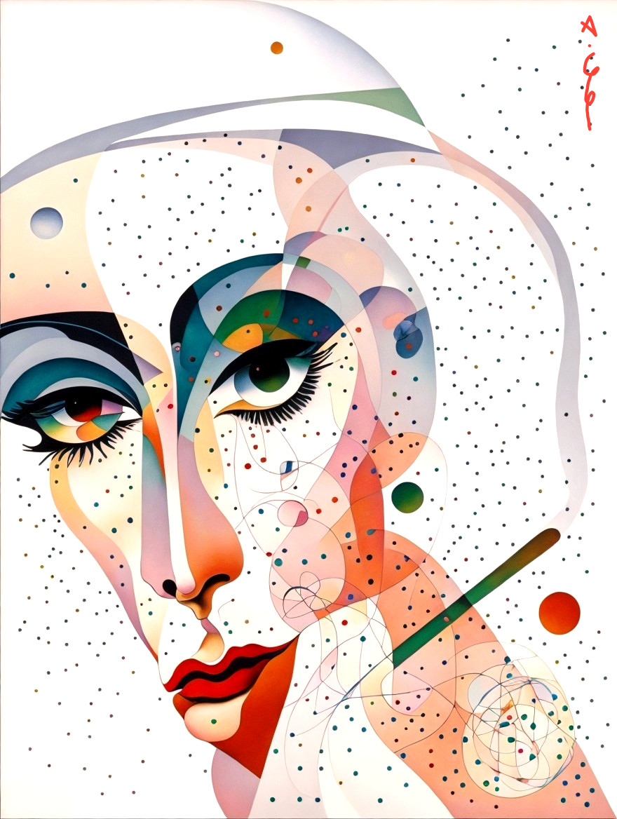Abstract Portrait of a Woman with Bold Colors