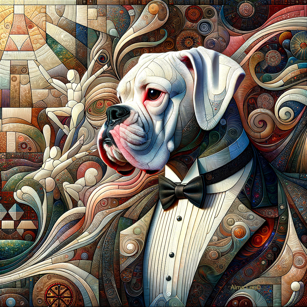 Stylized Boxer Dog Portrait in Formal Tuxedo