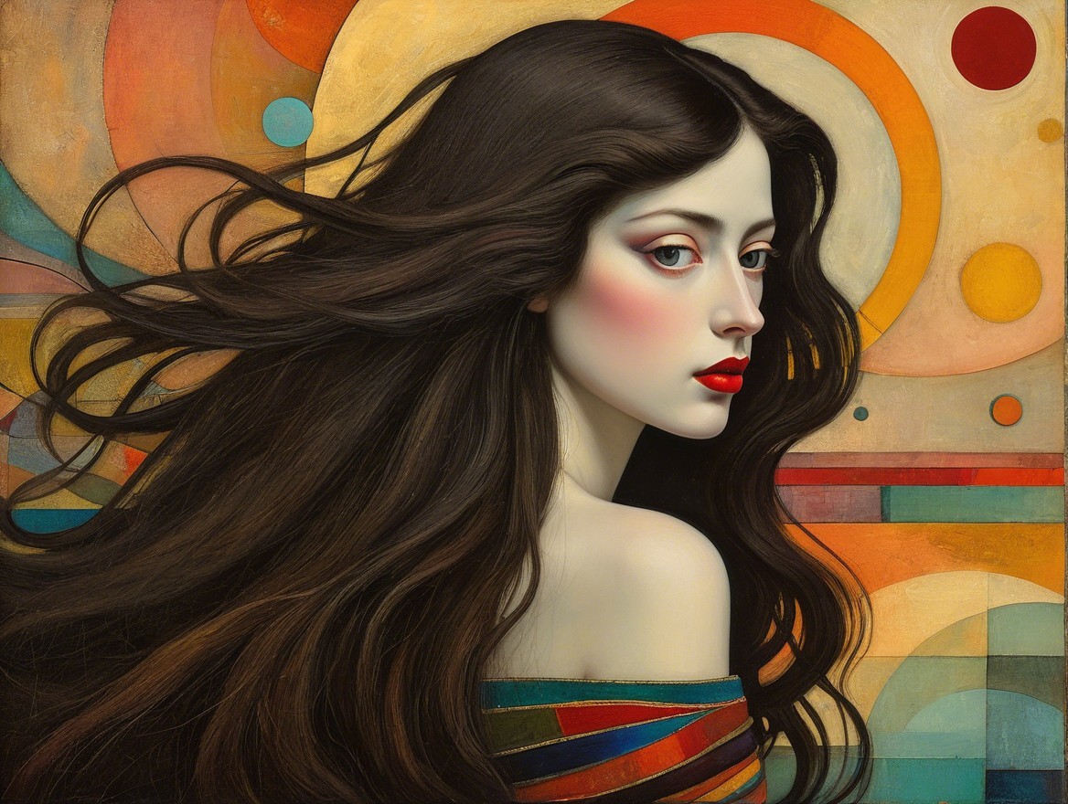 Elegant Woman with Dark Hair and Bold Makeup