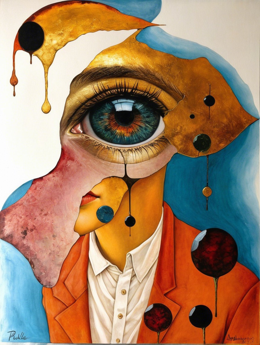 Surreal Artwork with Oversized Eye and Vibrant Colors