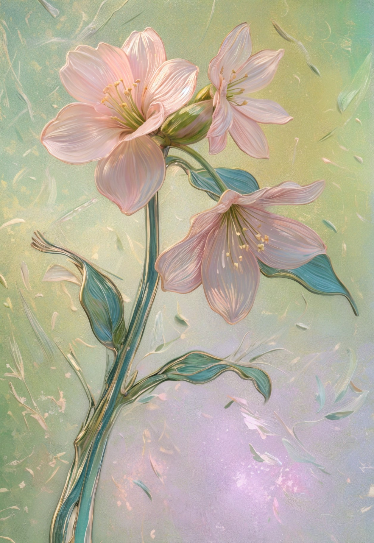 Delicate Pink Flower Arrangement on Pastel Background