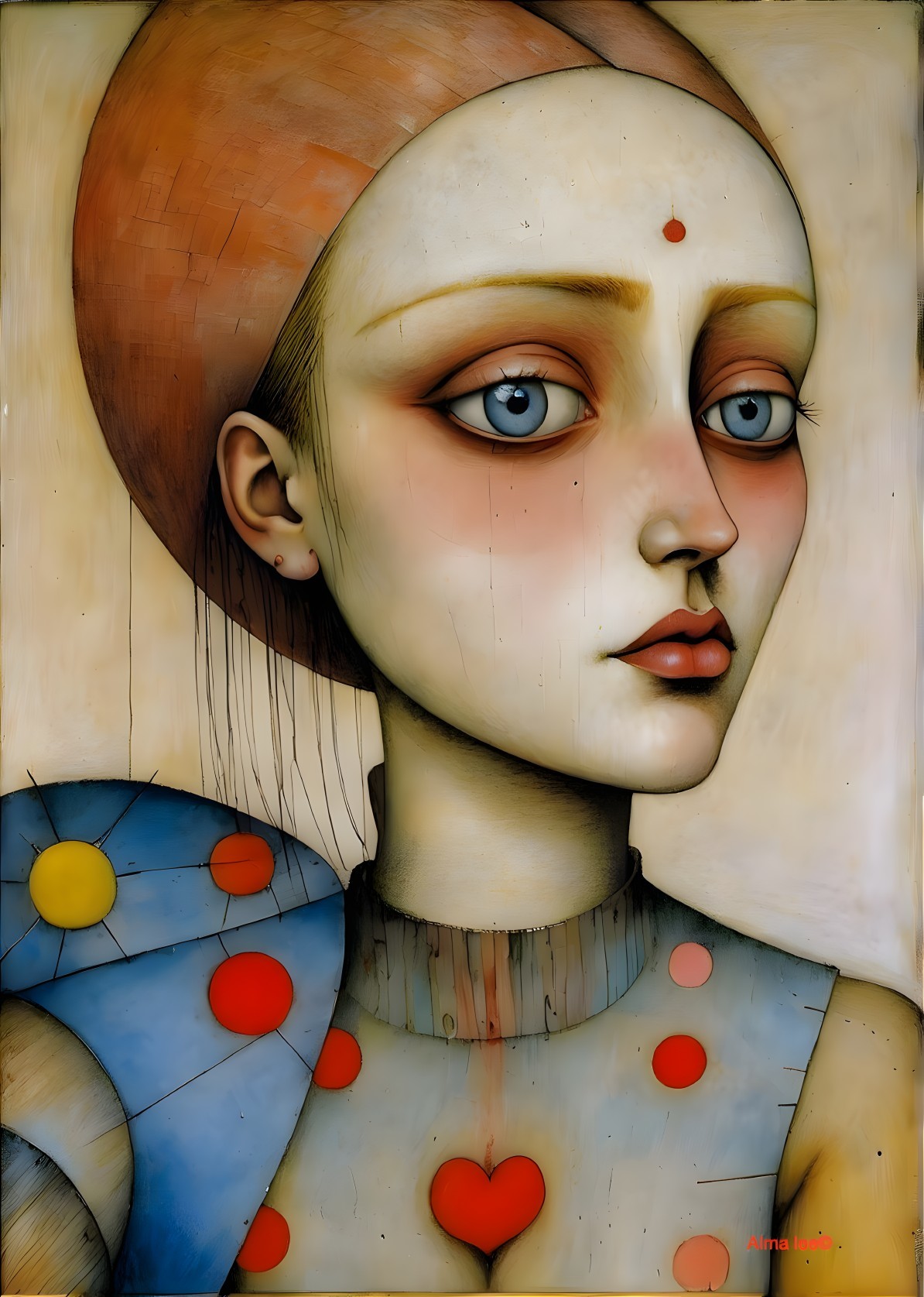 Stylized Portrait of a Woman with Blue Eyes