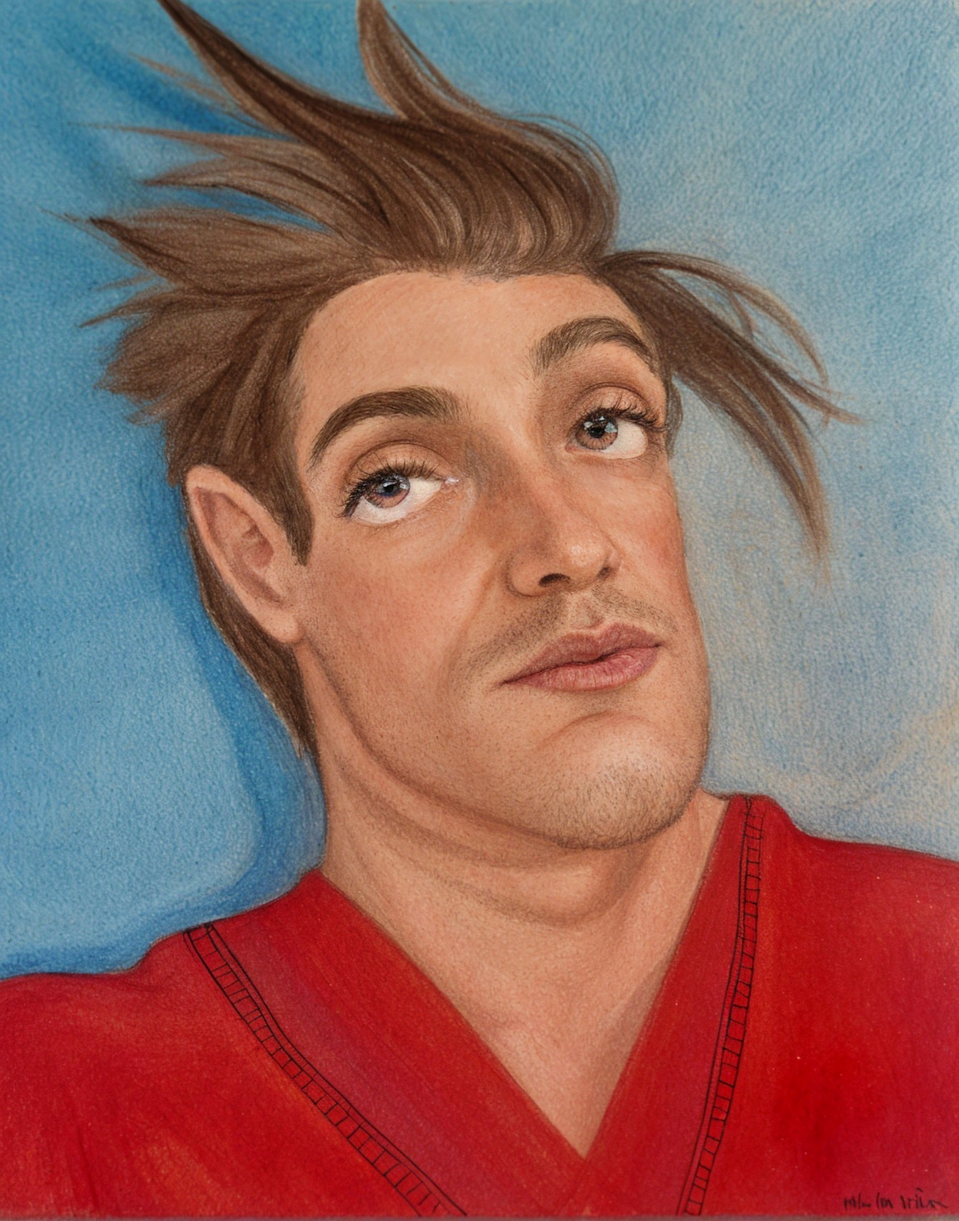 Portrait of a Young Man with Wind-Swept Hair