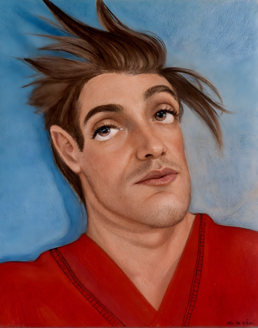 Portrait of a Young Man with Wind-Swept Hair