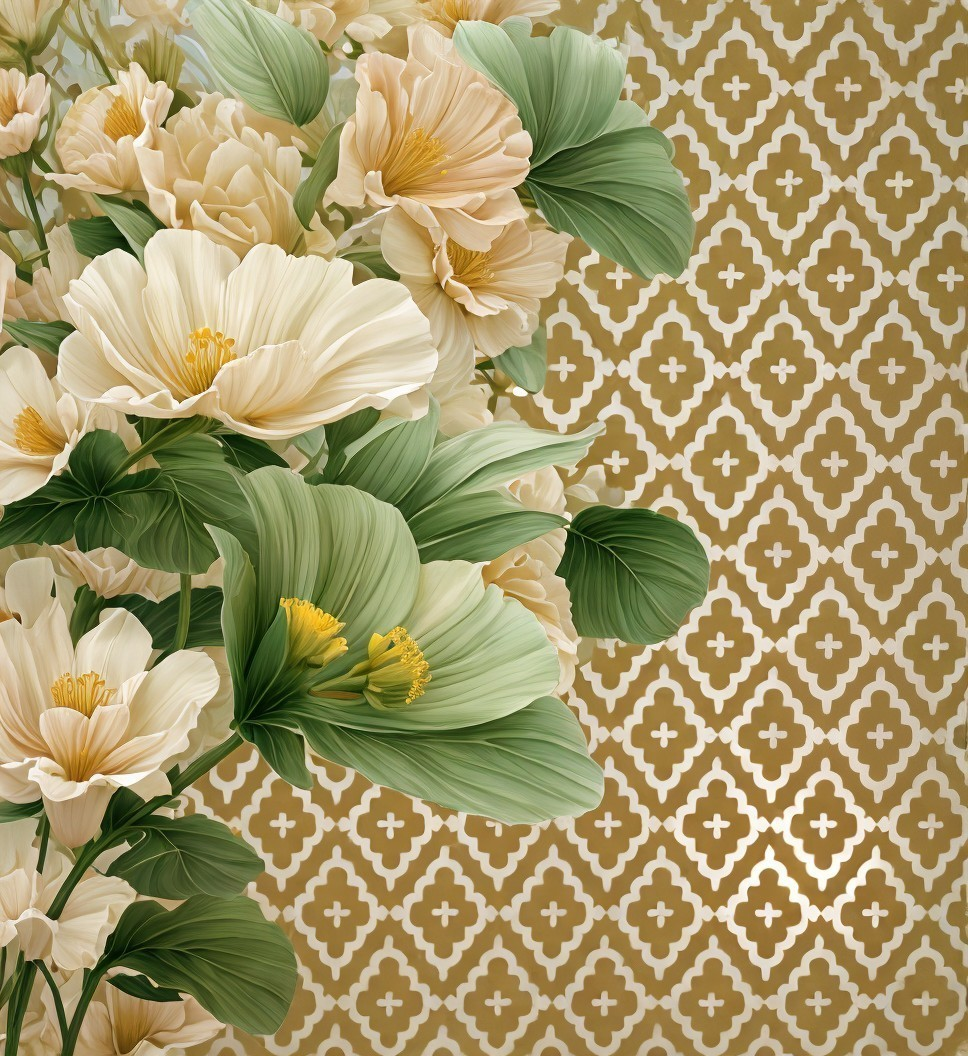 Elegant Bouquet of Creamy Flowers with Green Leaves