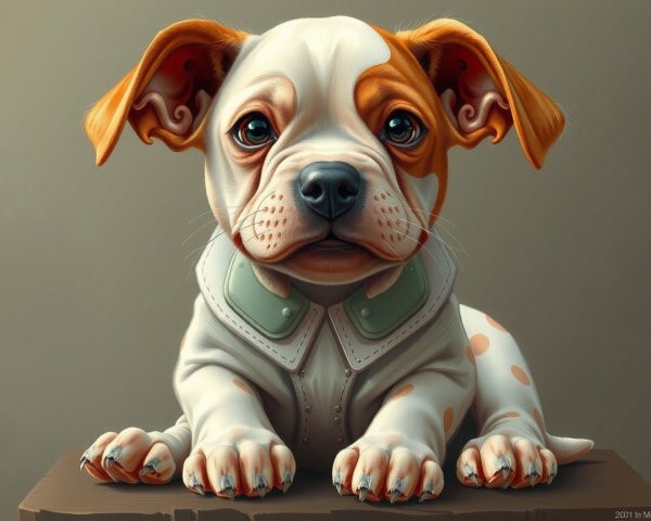 Stylized puppy with orange and white markings resting