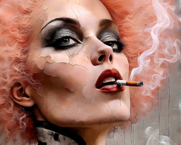 Bold Portrait of a Figure with Exaggerated Features